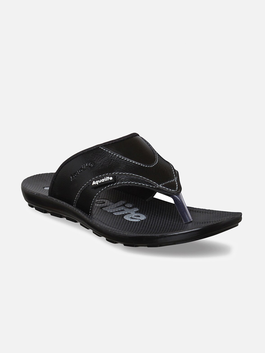 

Aqualite Men Black & Grey Rubber Thong Flip-Flops