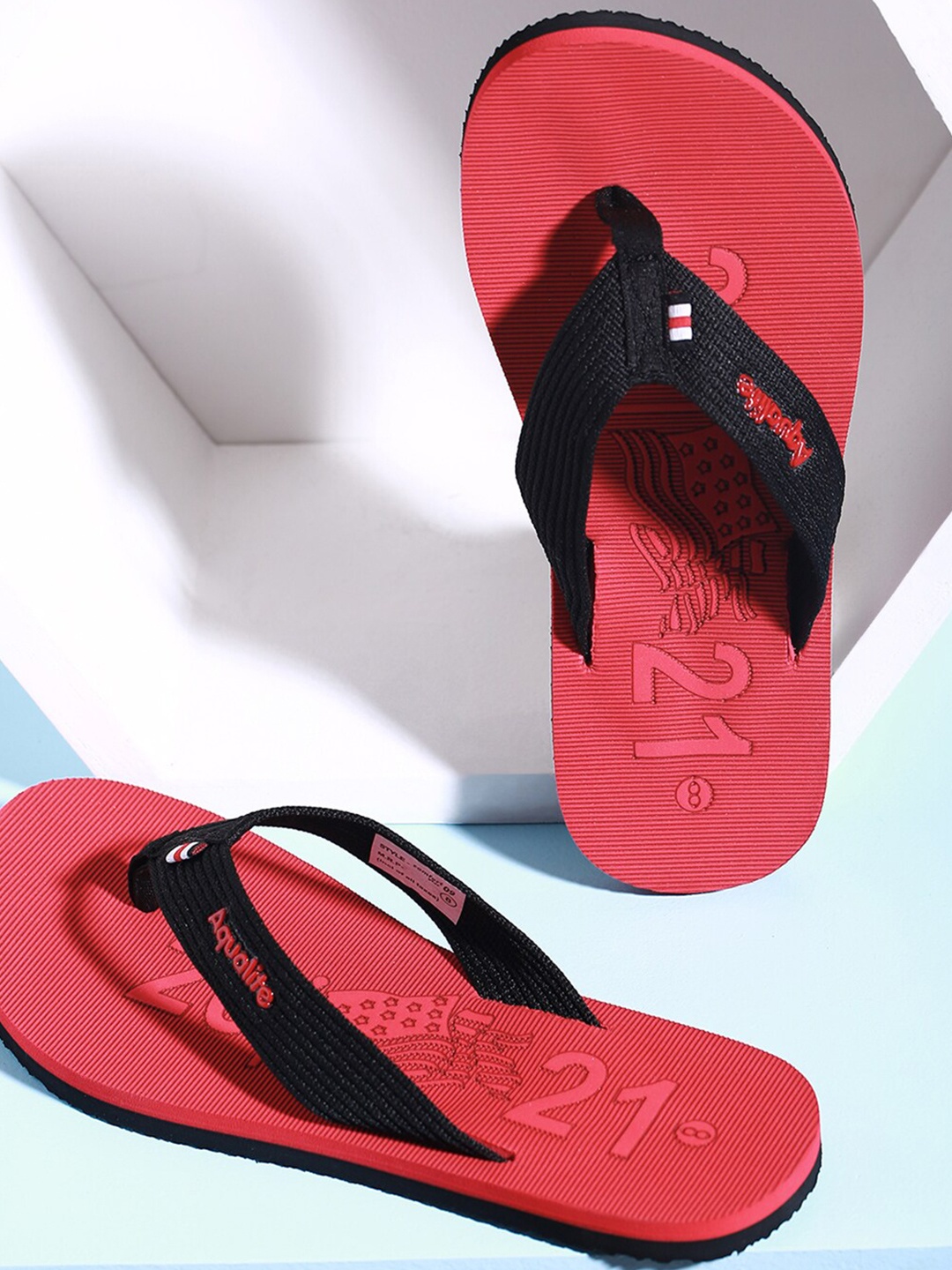 

Aqualite Men Red and Black Flip Flops