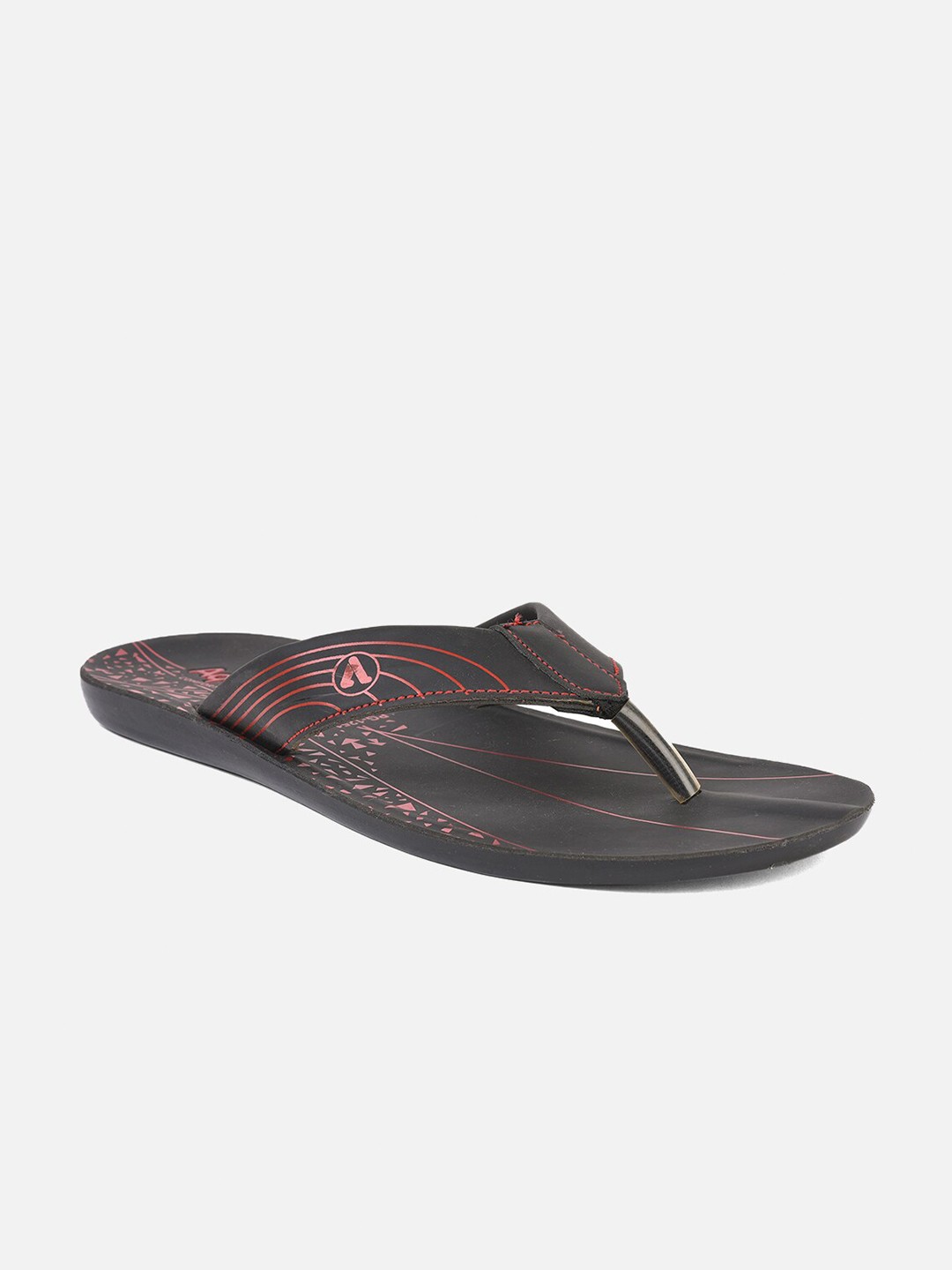 

Aqualite Men Black & Red Printed Rubber Slip-On
