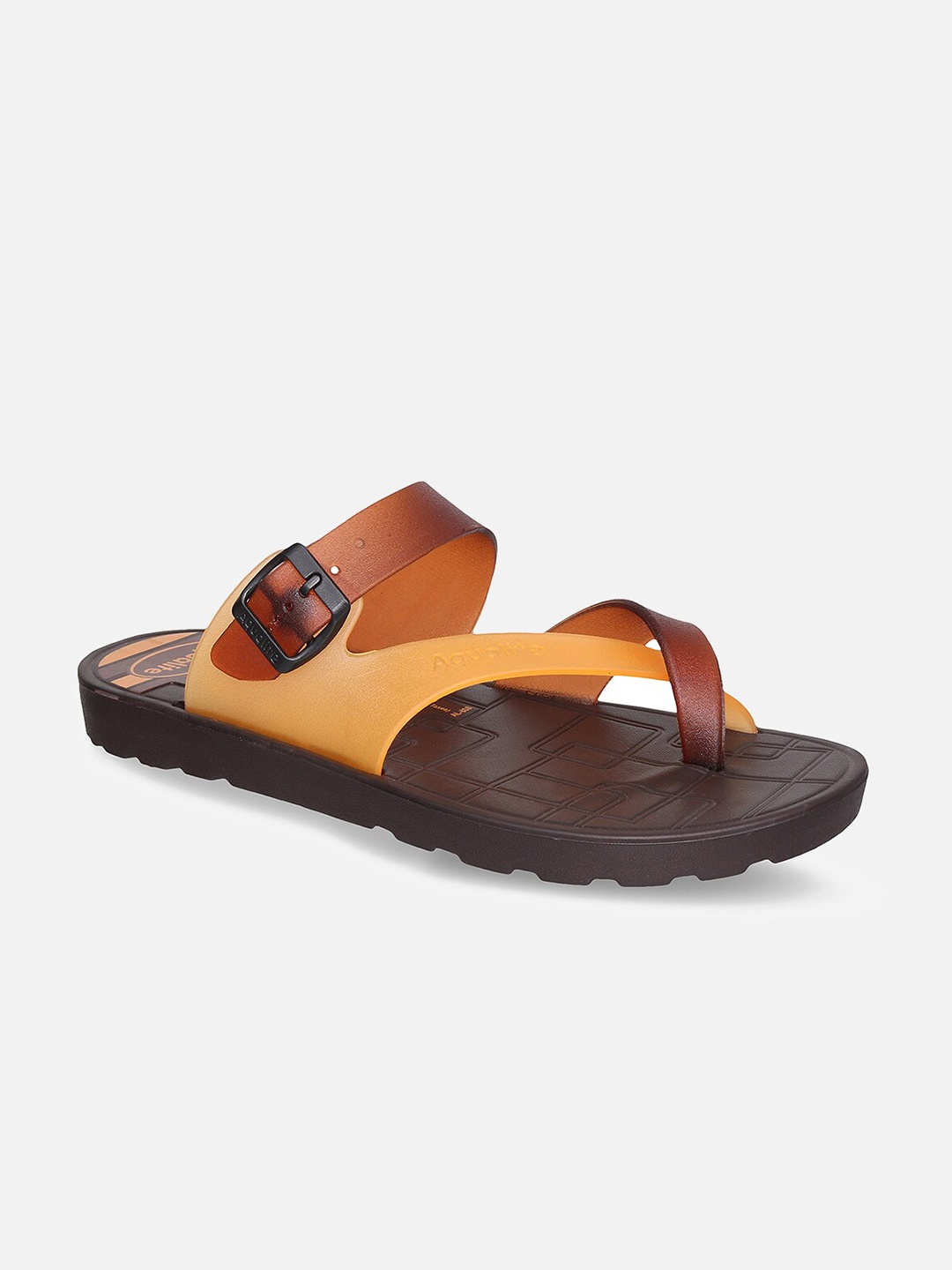 

Aqualite Men Brown & Mustard Rubber Slip-On Flip Flops