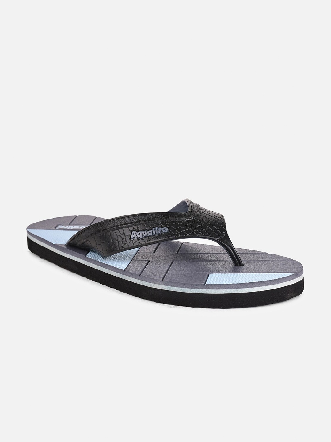 

Aqualite Men Grey & Black Colourblocked Rubber Slip-On