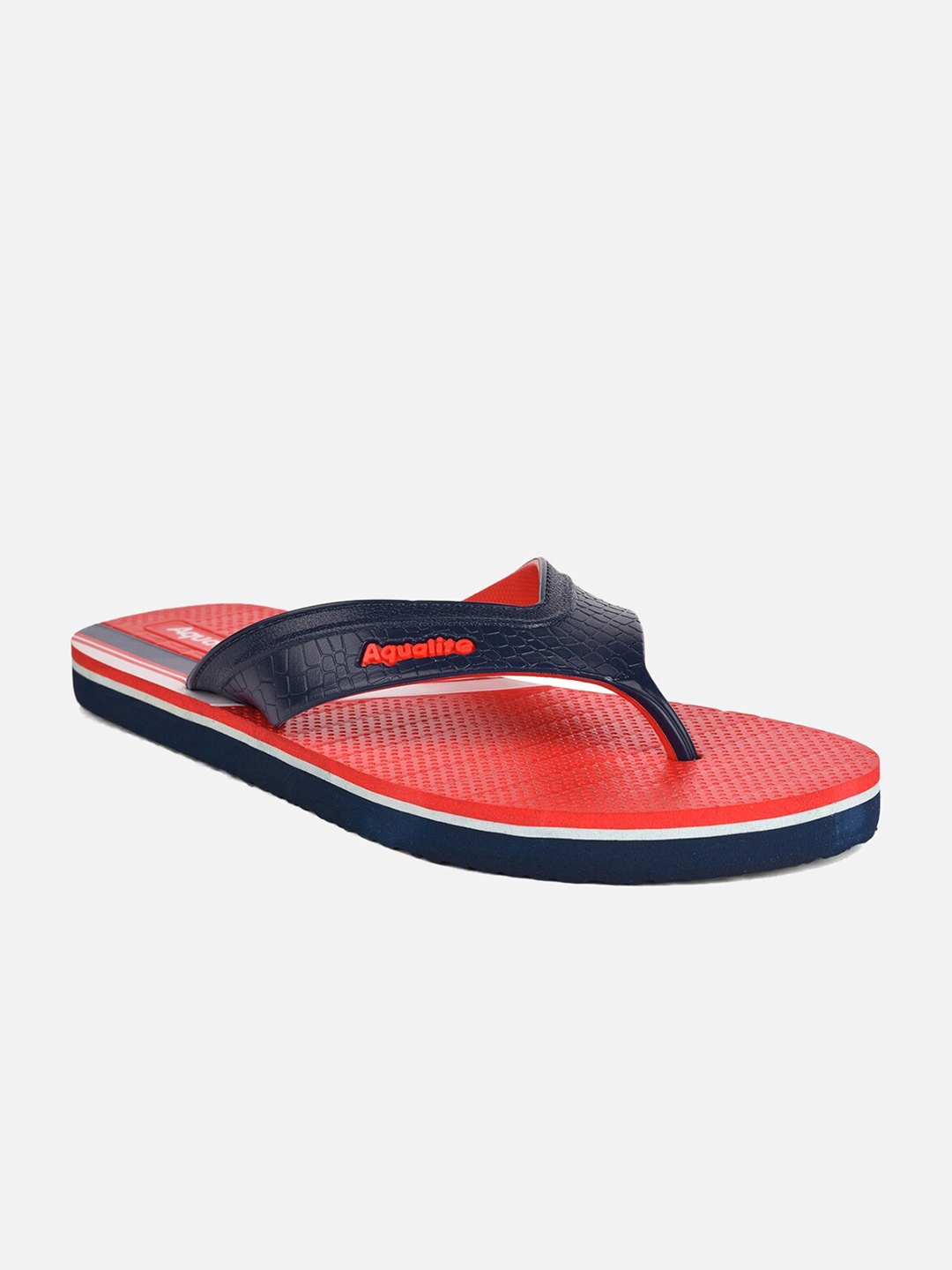 

Aqualite Men Red & Blue Rubber Thong Flip-Flops