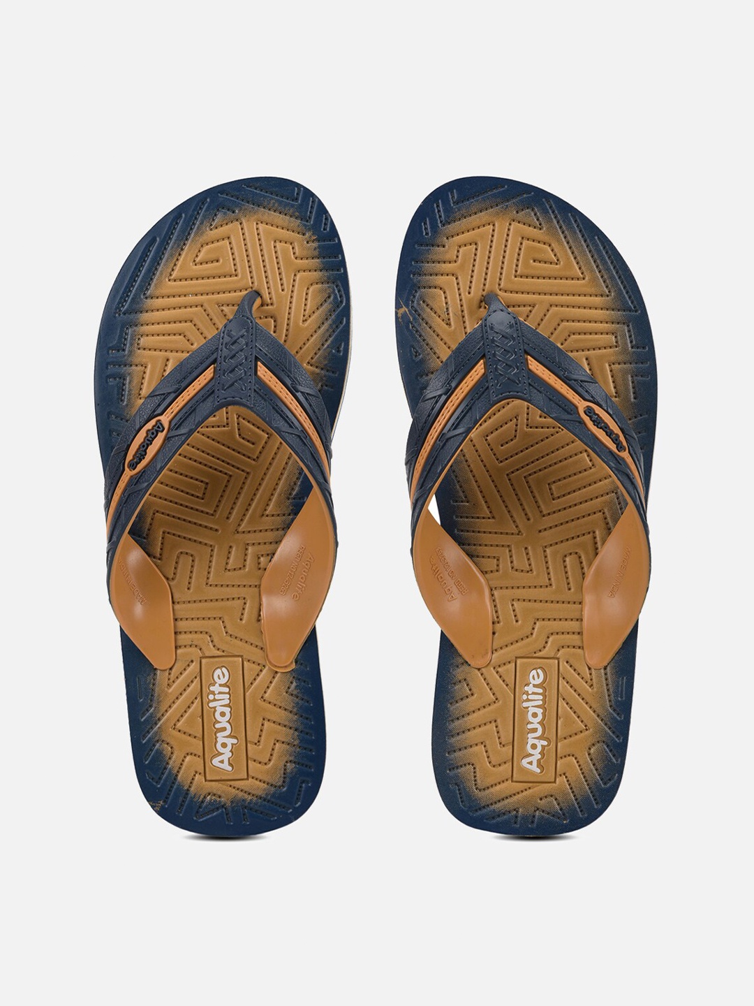 

Aqualite Men Beige & Black Rubber Thong Flip-Flop