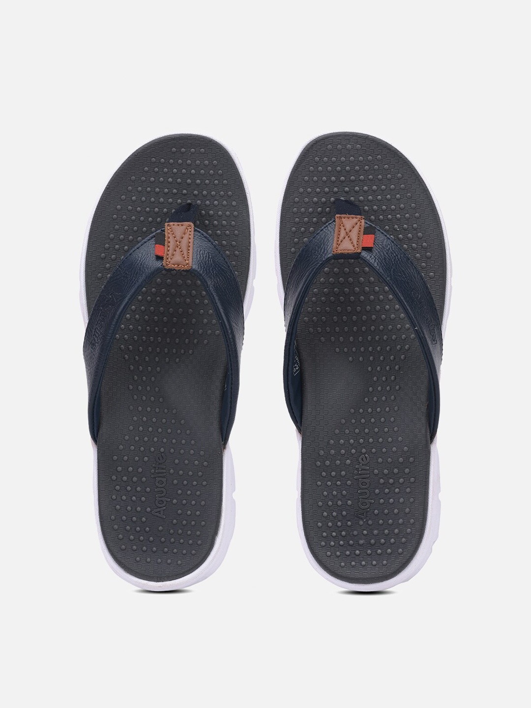 

Aqualite Men Navy Blue & White Rubber Thong Flip-Flops