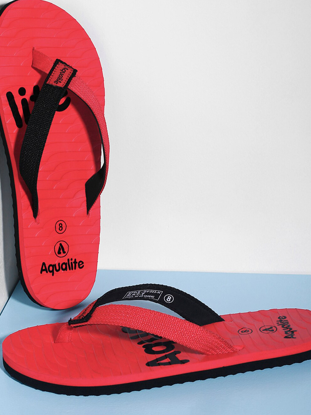 

Aqualite Men Red & Black Rubber Thong Flip-Flops