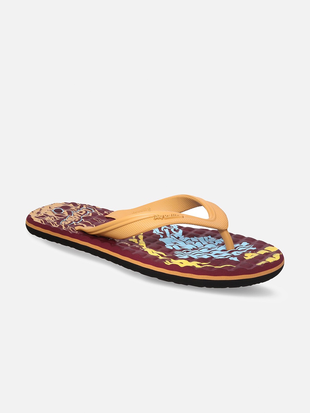 

Aqualite Men Brown & Yellow Printed Rubber Thong Flip-Flops