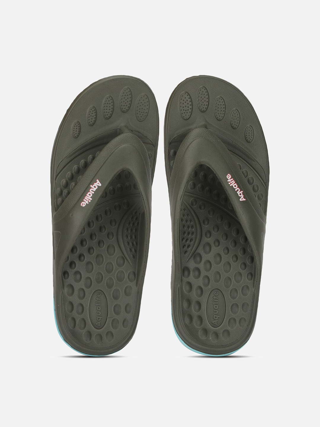 

Aqualite Men Grey & Blue Rubber Thong Flip-Flops