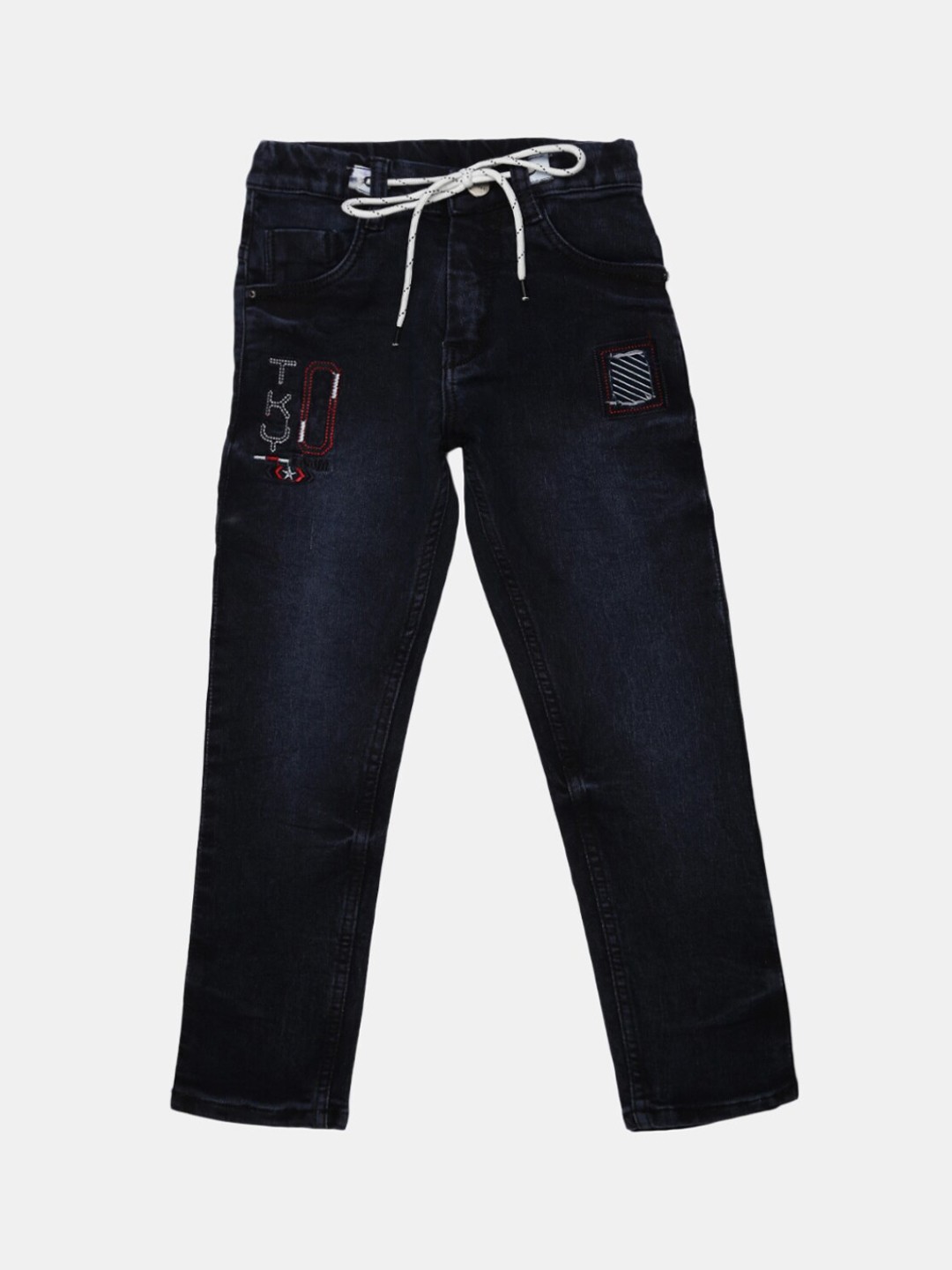 

V-Mart Boys Blue Low Distress Cotton Jeans