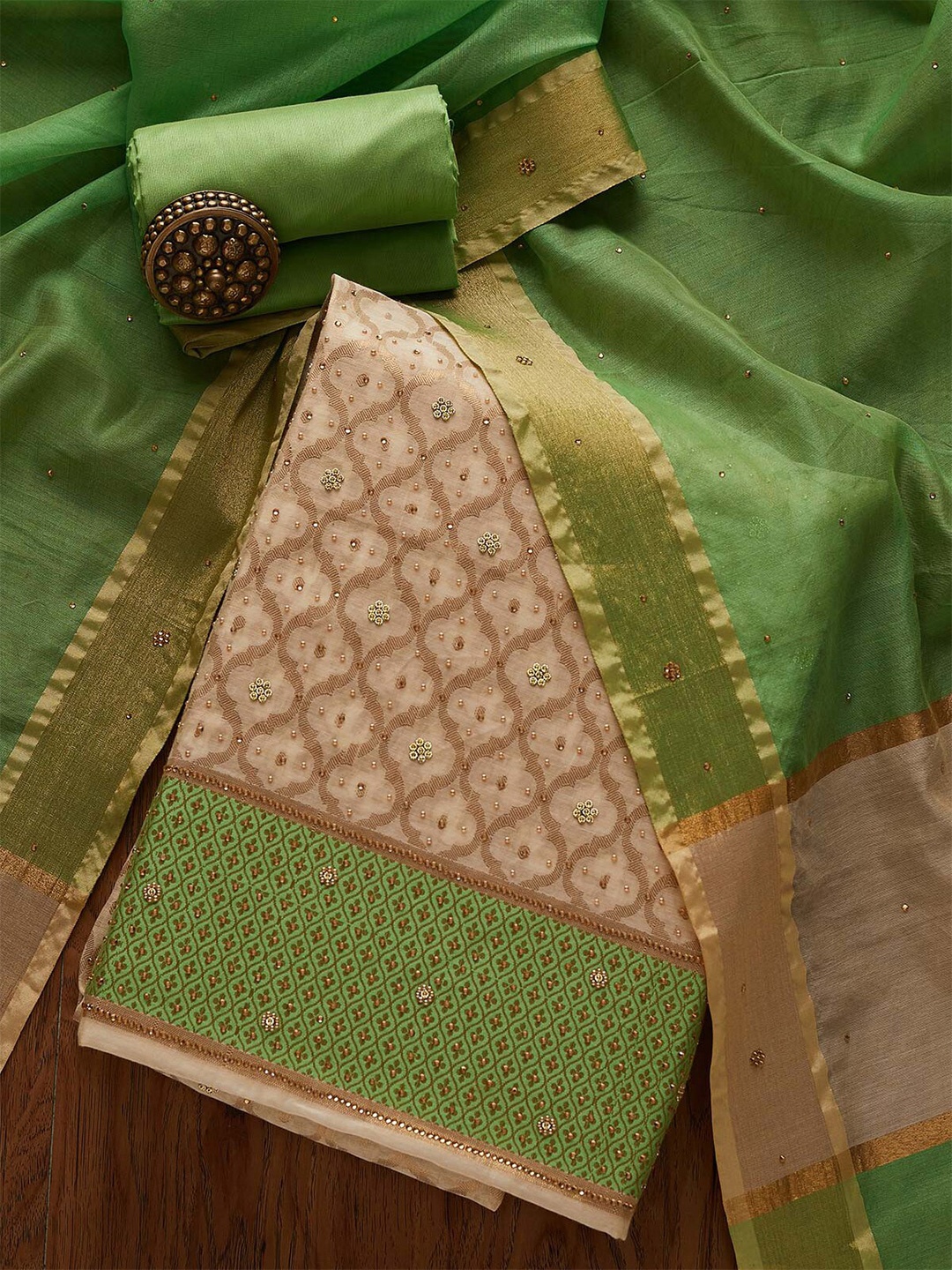 

Koskii Women Gold Dress Material