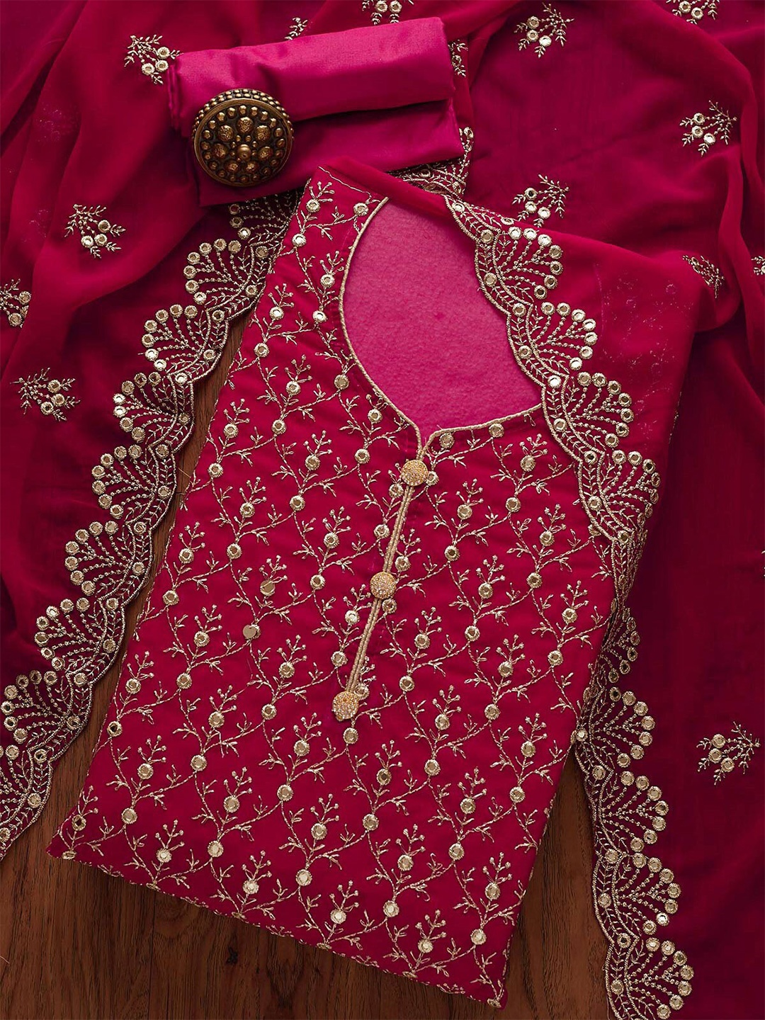 

Koskii Women Pink Unstitched Dress Material