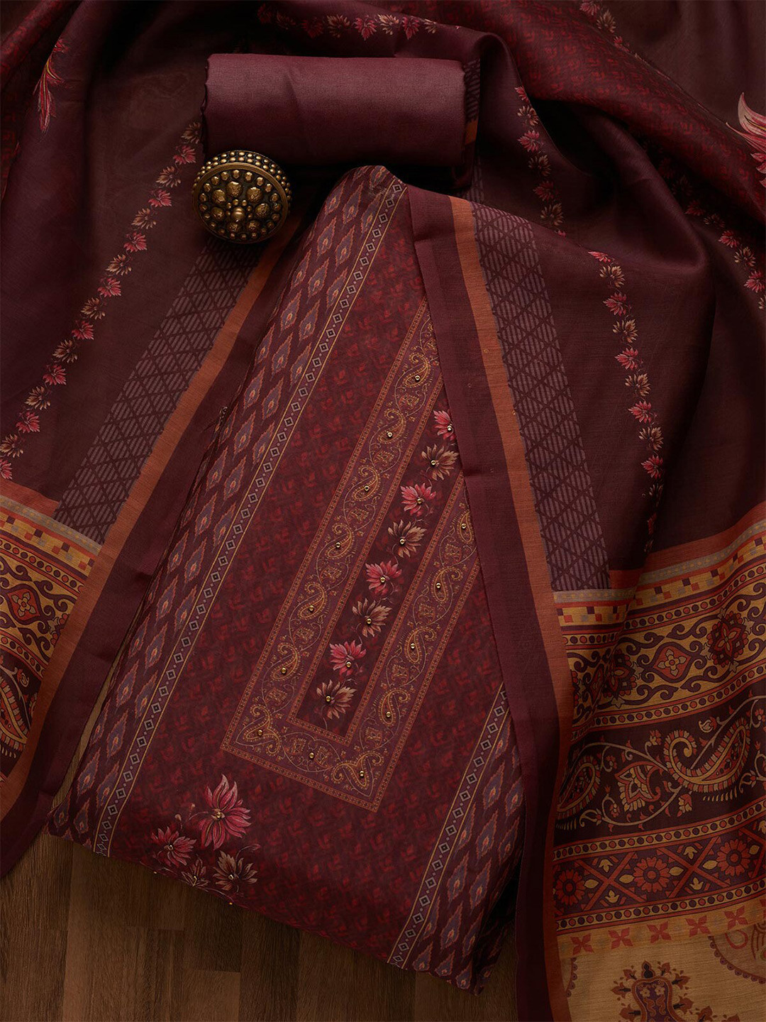 

Koskii Women Maroon Dress Material