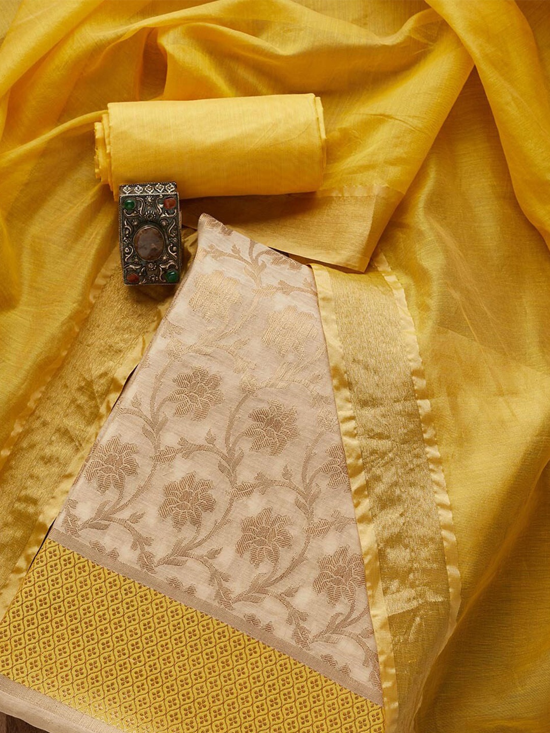 

Koskii Women Gold Dress Material