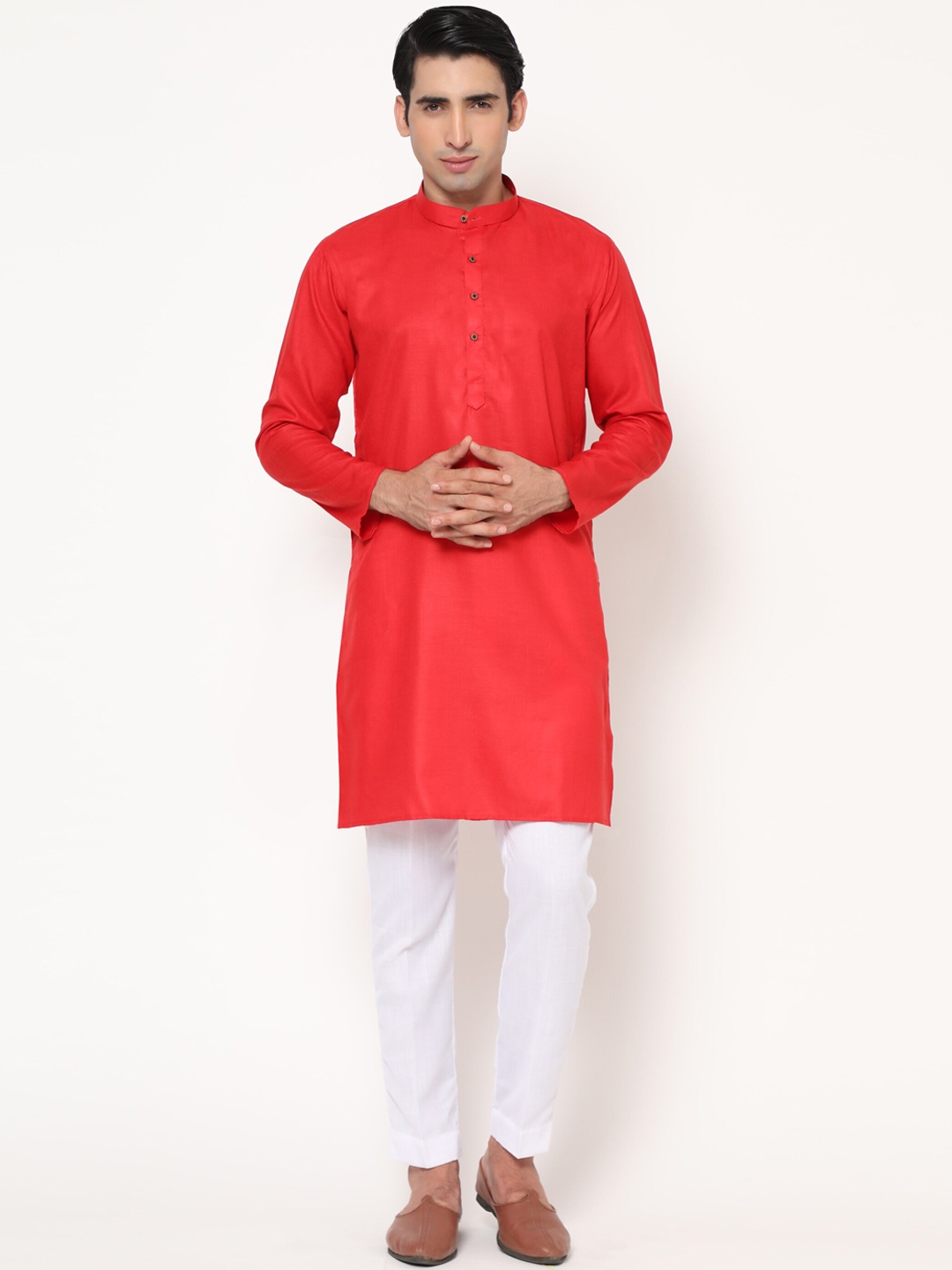 

GoStyle Men Red Pure Cotton Kurta with Pyjamas