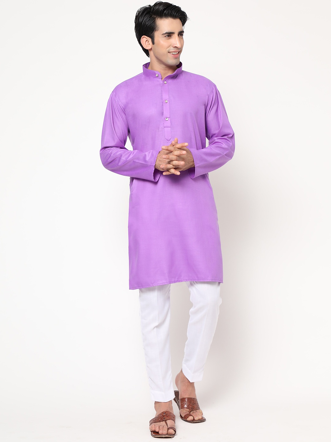 

GoStyle Men Violet Pure Cotton Kurta with Pyjamas