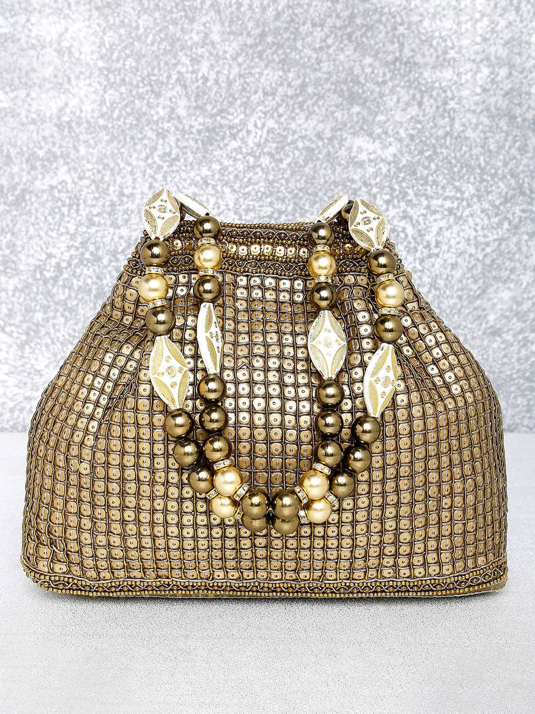 

Peora Women Brown Clutches Potli Bag