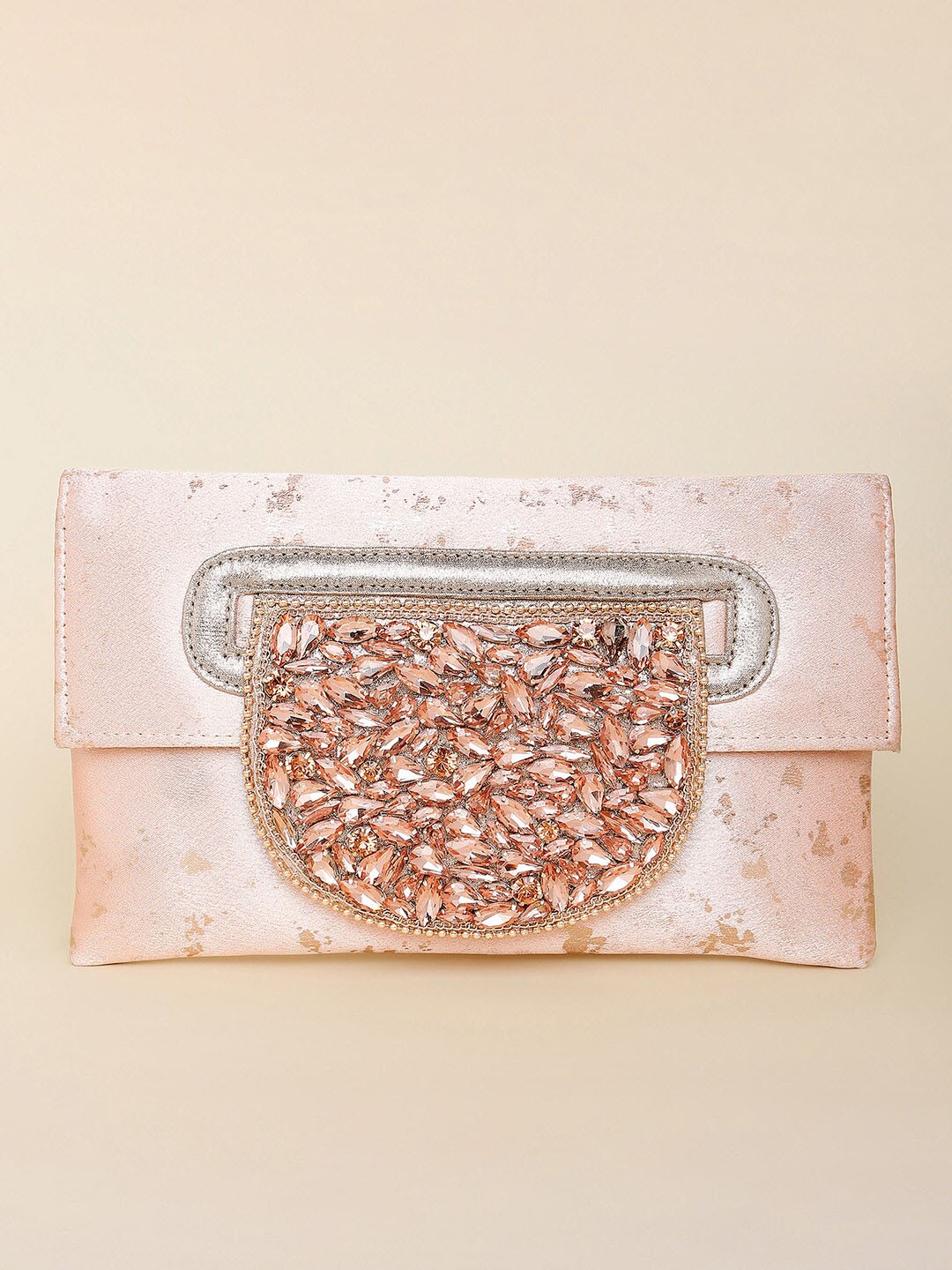 

Peora Rose Gold & Silver-Toned Textured Purse Clutch