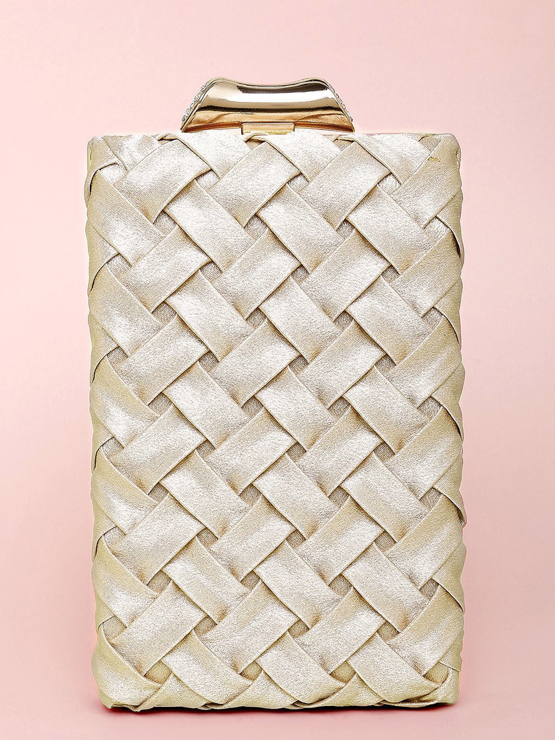 

Peora Cream-Coloured Checked Purse Clutch