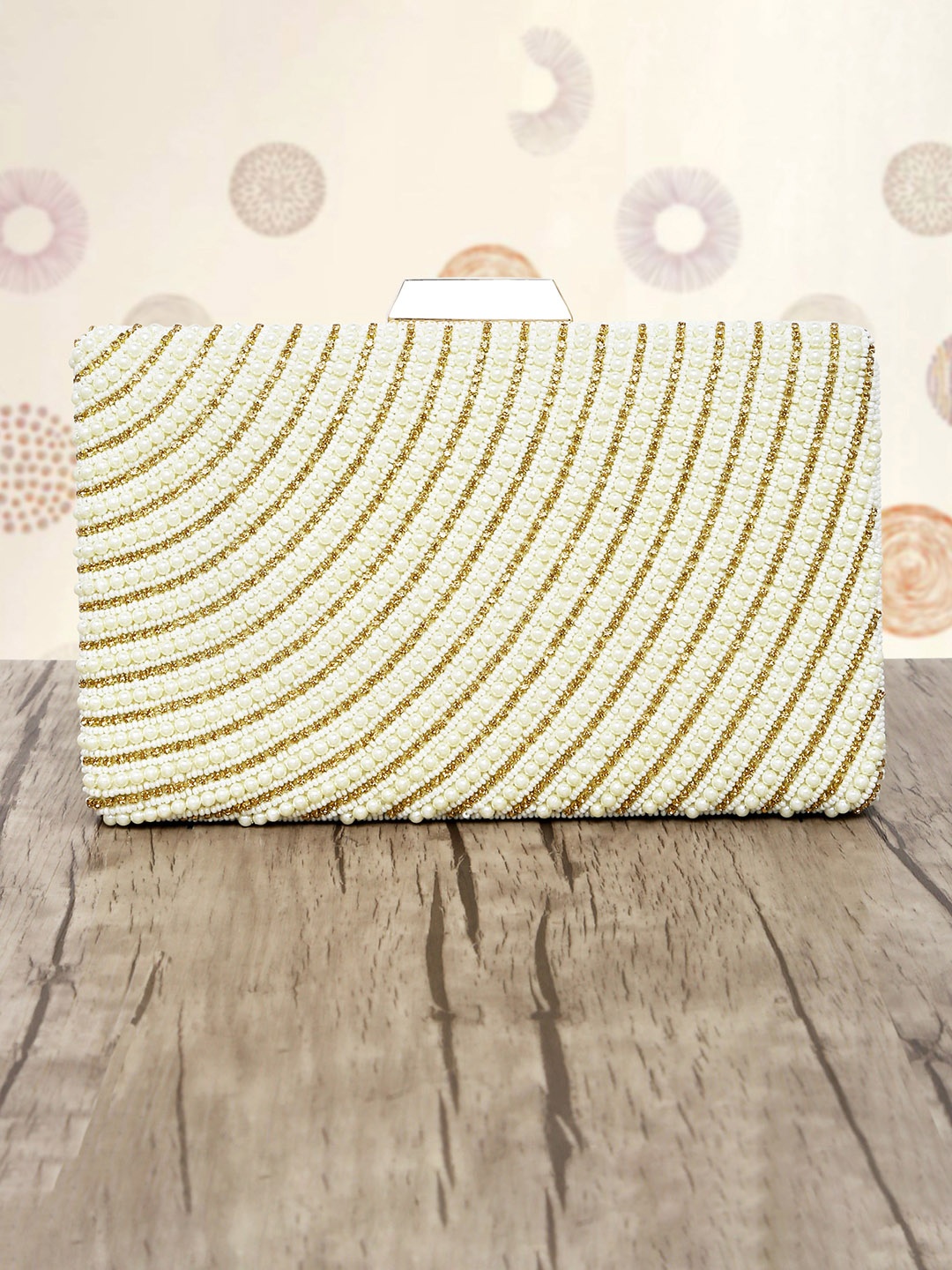 

Peora Women Cream-Coloured Textured Purse Clutch