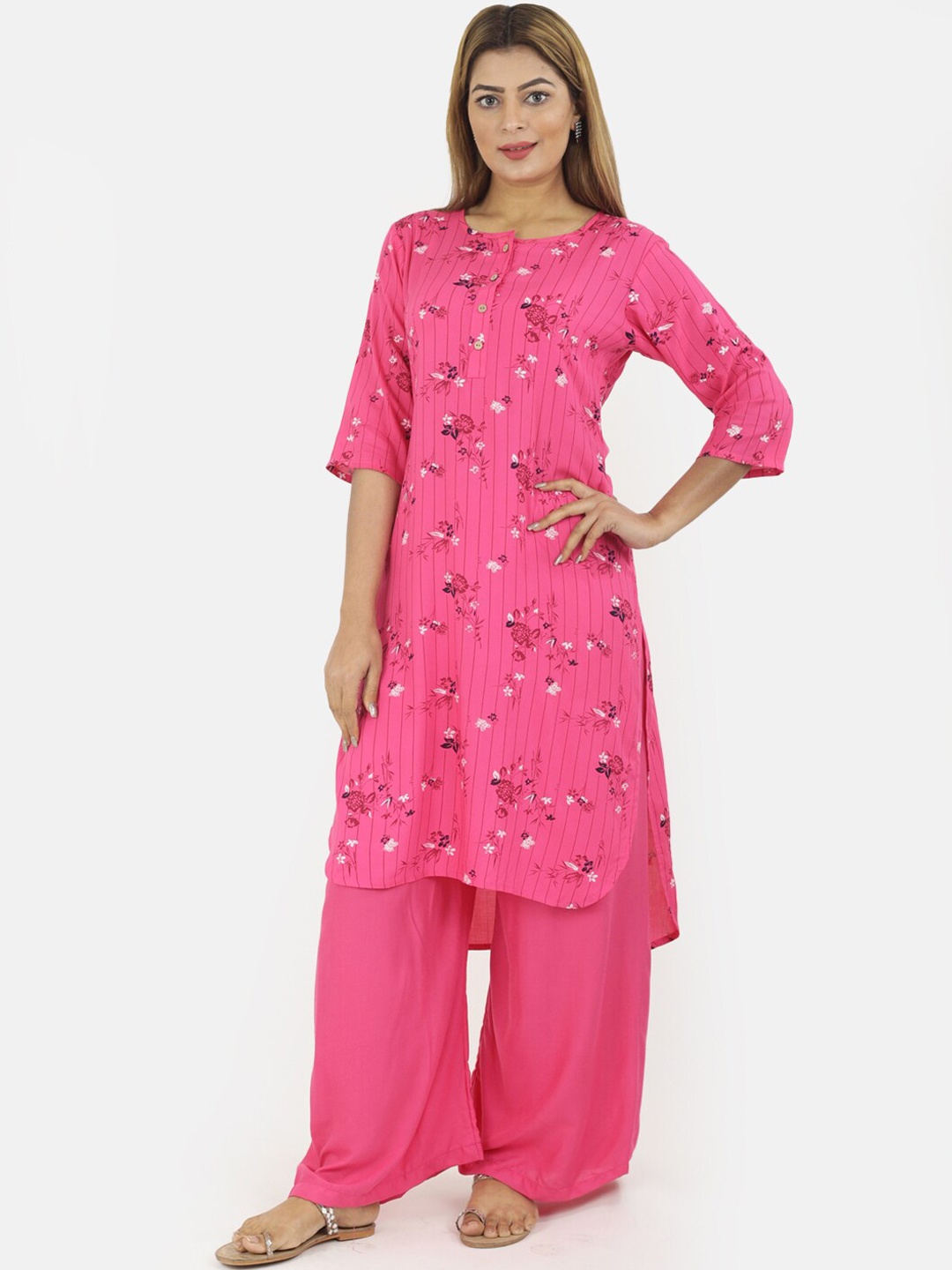 

NEUDIS Women Pink Floral Printed Kurta