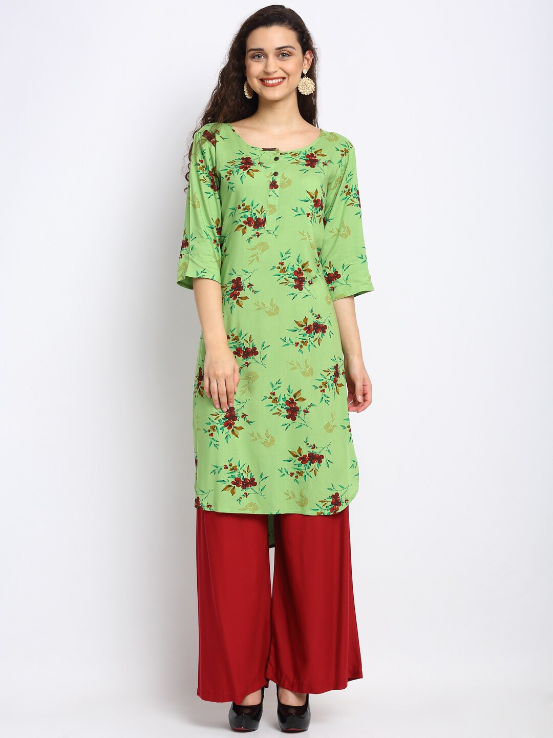 

NEUDIS Women Green Floral Printed Kurta