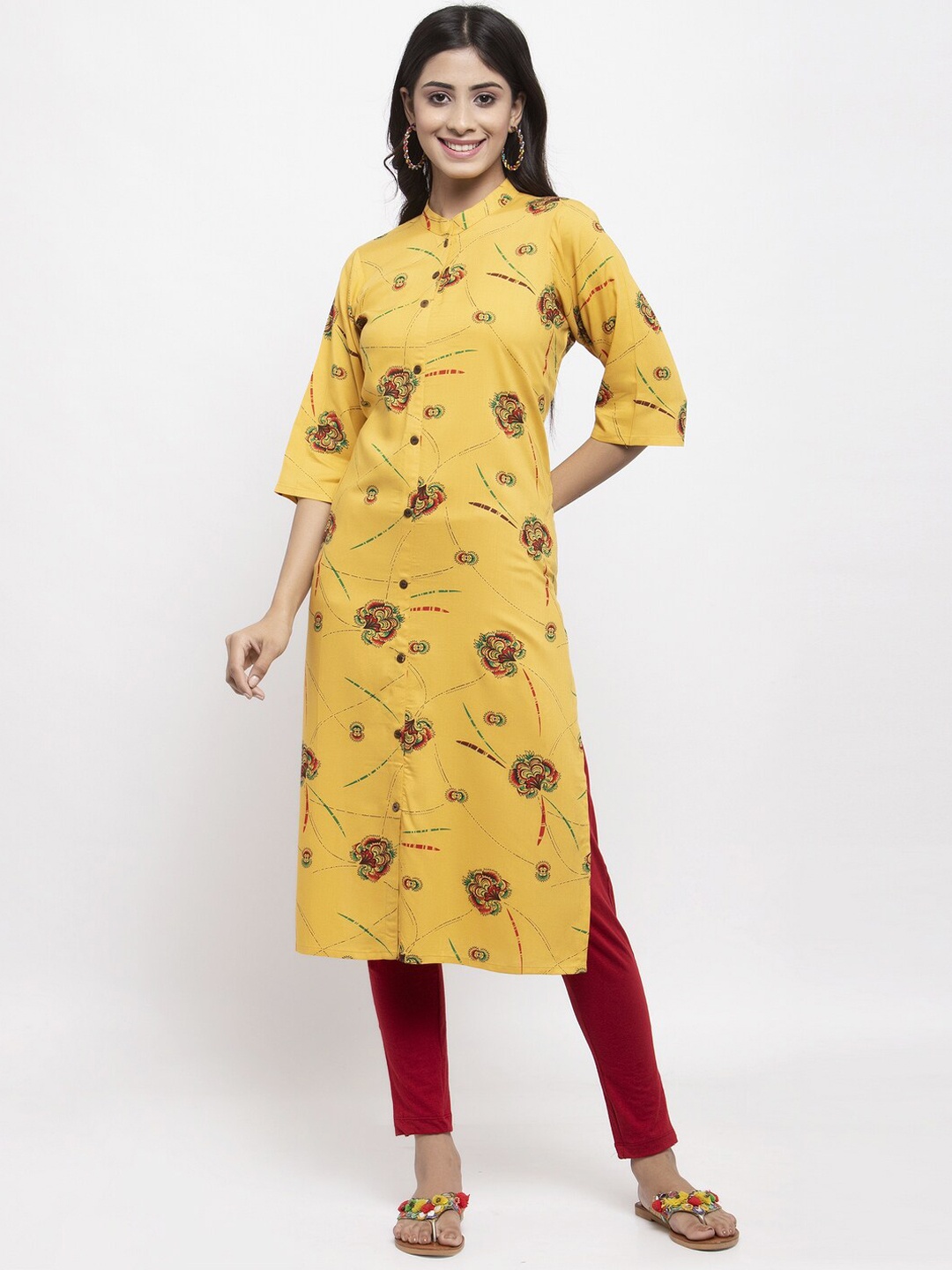 

NEUDIS Women Yellow Quirky Printed Kurta
