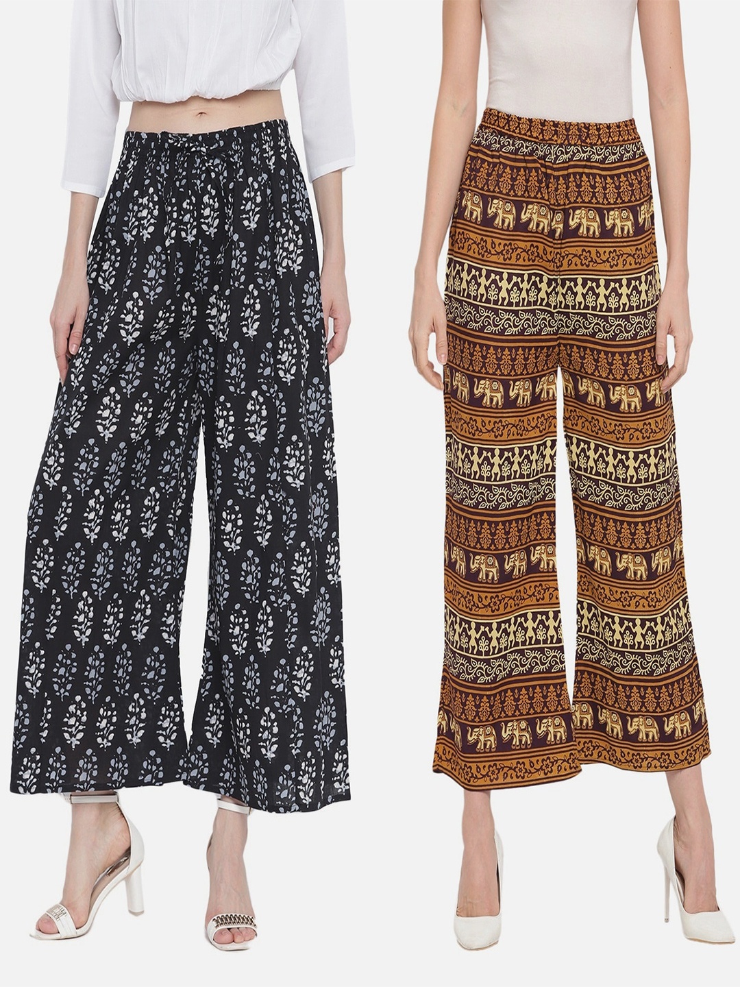 

Aawari Set of 2 Rayon Printed Palazzo For Women and Girls, Multi