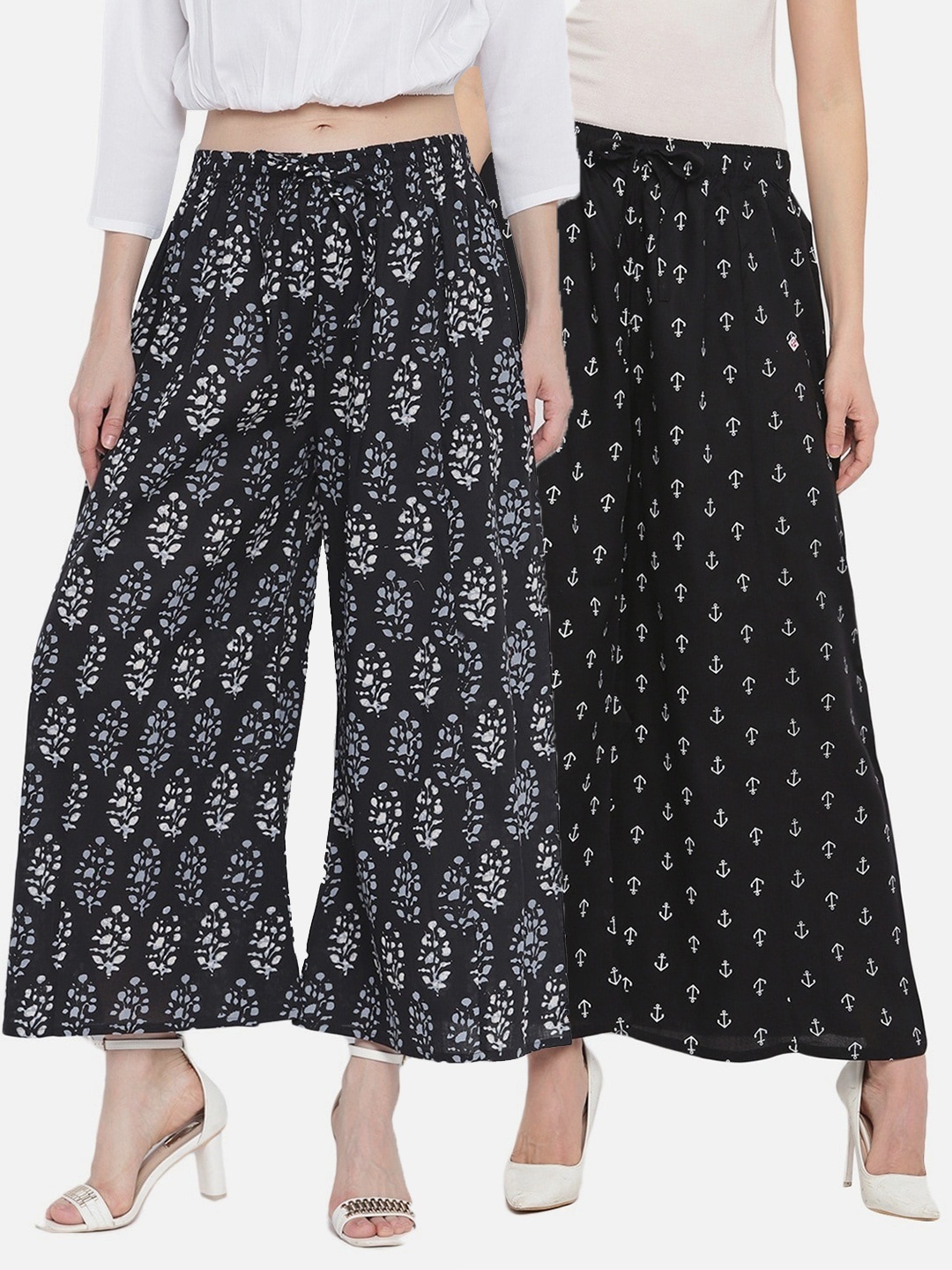 

Aawari Women Navy Blue & Black 2 Ethnic Palazzos