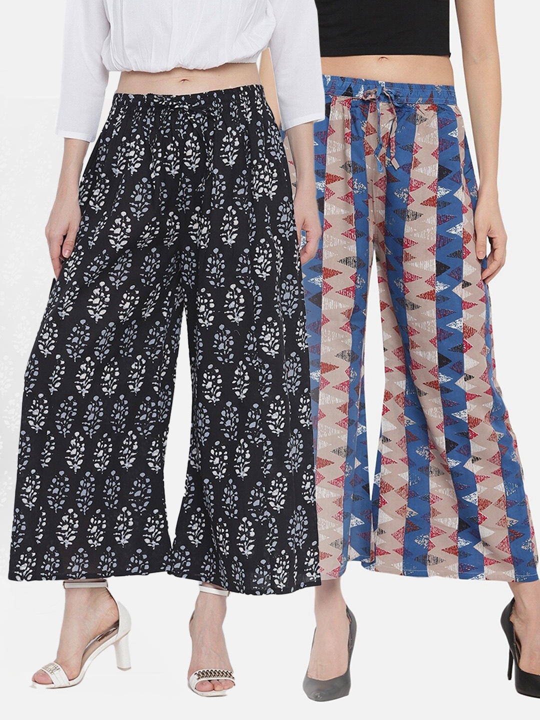 

Aawari Set of 2 Rayon Printed Palazzo For Women and Girls, Multi