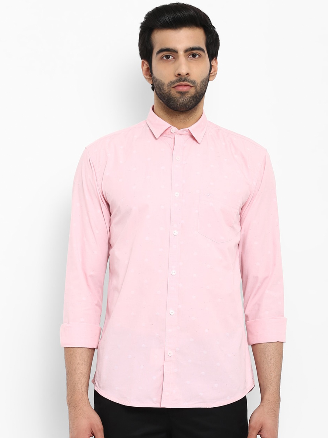 

Park Avenue Men Pink Slim Fit Printed Casual Shirt