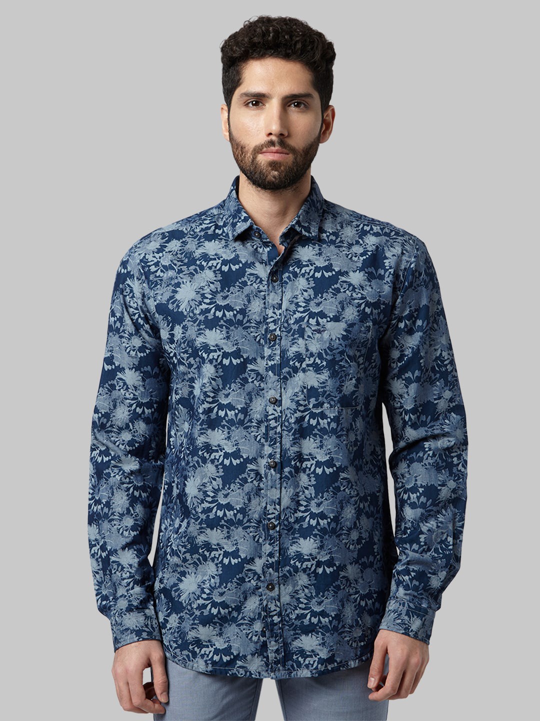

Park Avenue Men Blue Slim Fit Floral Printed Casual Shirt