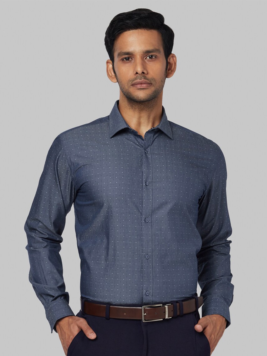 

Park Avenue Men Blue Textured Cotton Slim Fit Formal Shirt