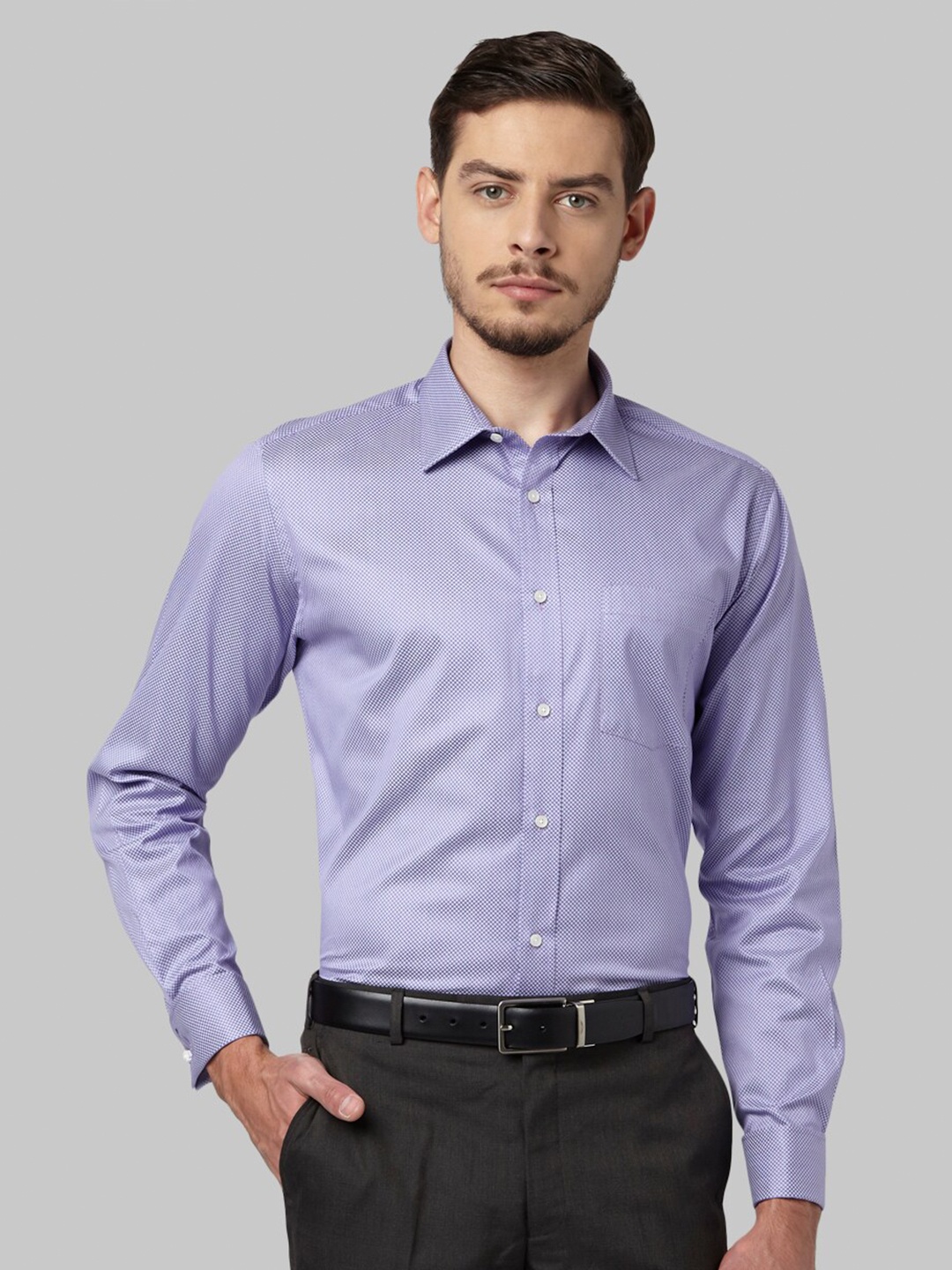 

Park Avenue Men Purple Micro Checks Printed Cotton Casual Shirt