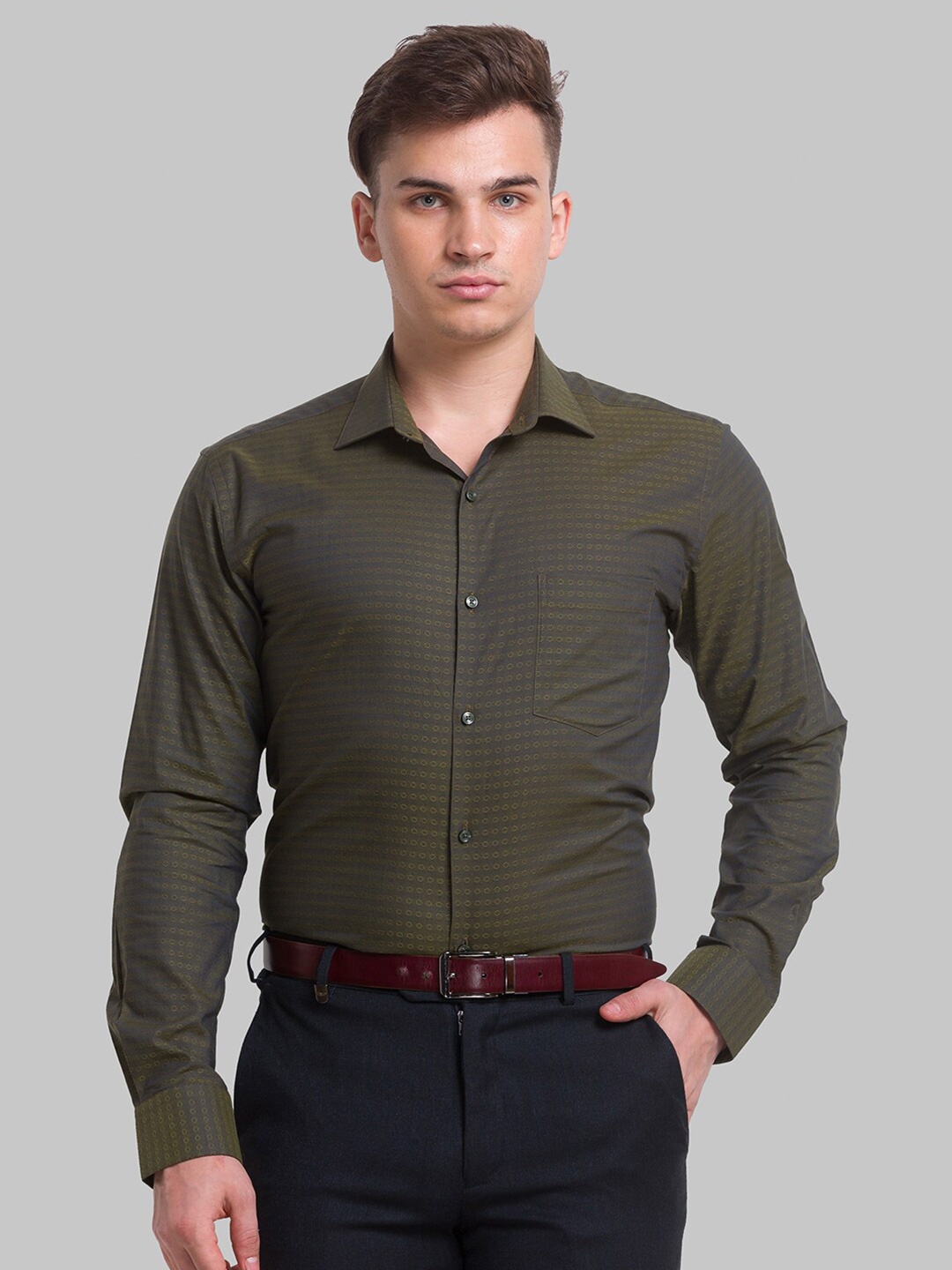 

Park Avenue Men Green Slim Fit Cotton Casual Shirt