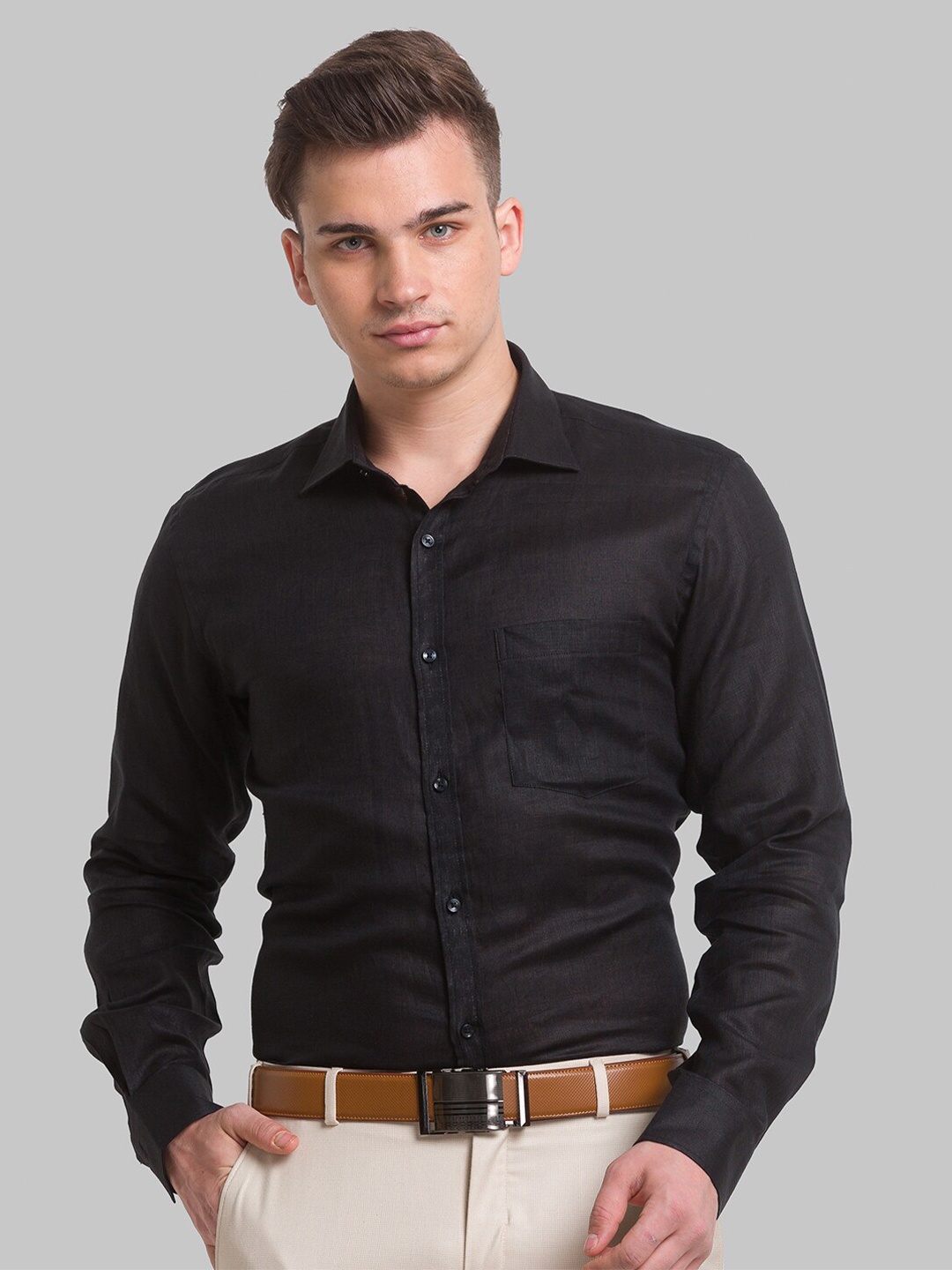 

Park Avenue Men Black Slim Fit Casual Shirt