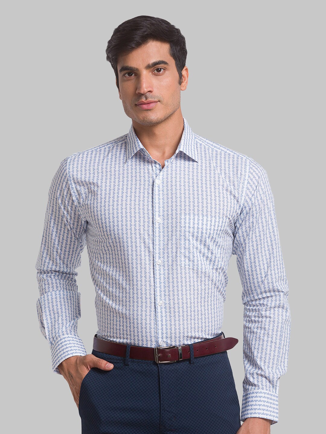 

Park Avenue Men Blue Slim Fit Printed Casual Shirt