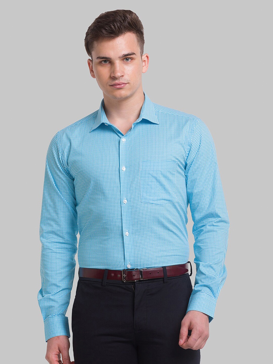 

Park Avenue Men Blue Slim Fit checked Casual Shirt