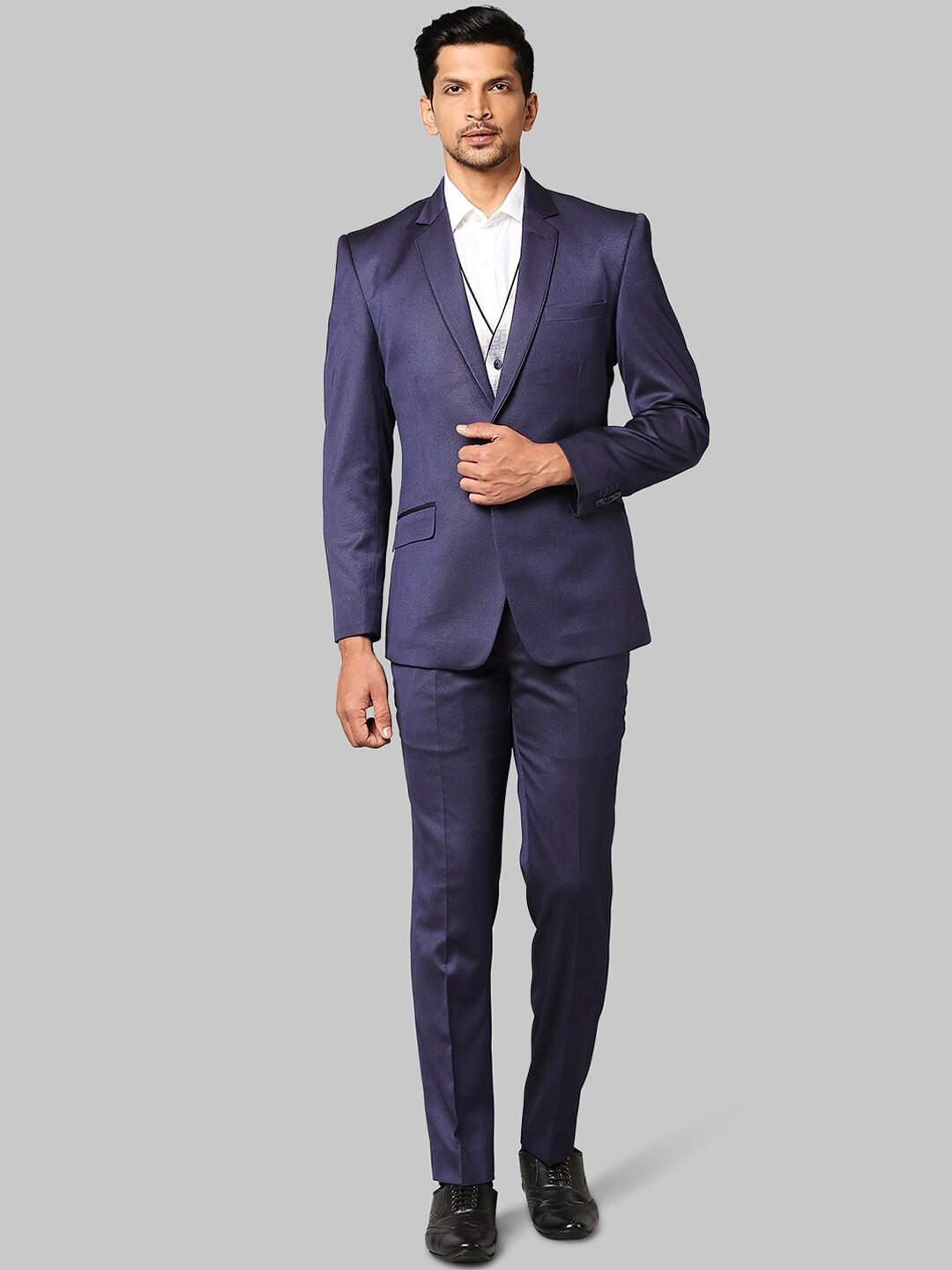 

Park Avenue Men Dark Violet Solid Single-Breasted Super Slim-Fit Formal Suit