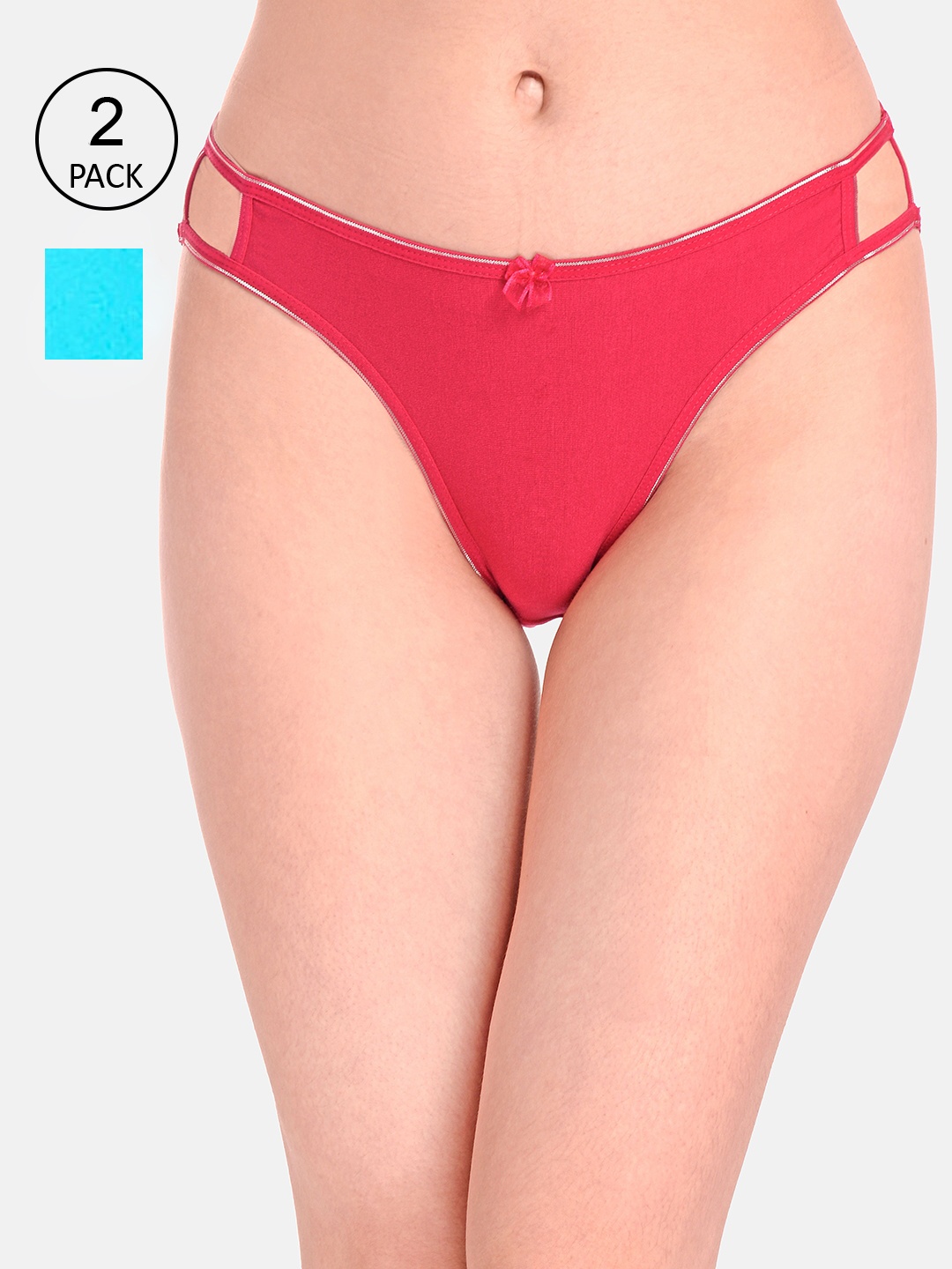 

LOTUSLEAF Women Pack Of 2 Bikini Seamless Cotton Briefs, Blue