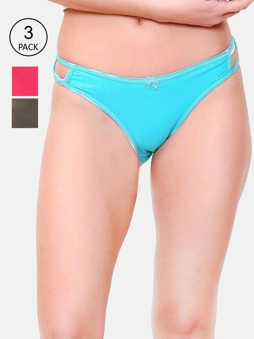 

LOTUSLEAF Women Pack of 3 Pink & Blue Solid Bikini Briefs LPS00132103, Multi