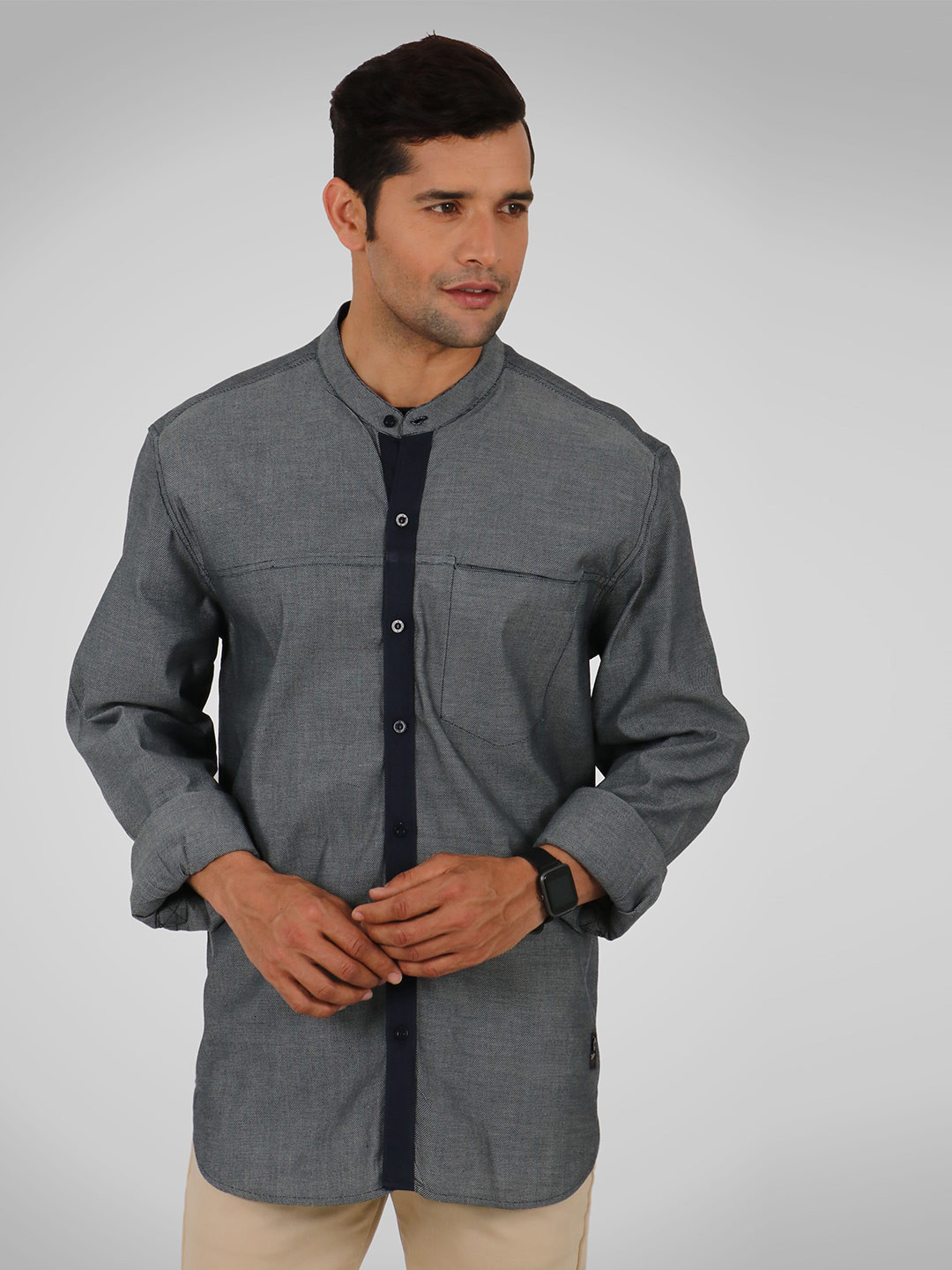 

SHIRT THEORY Men Grey Comfort Casual Shirt