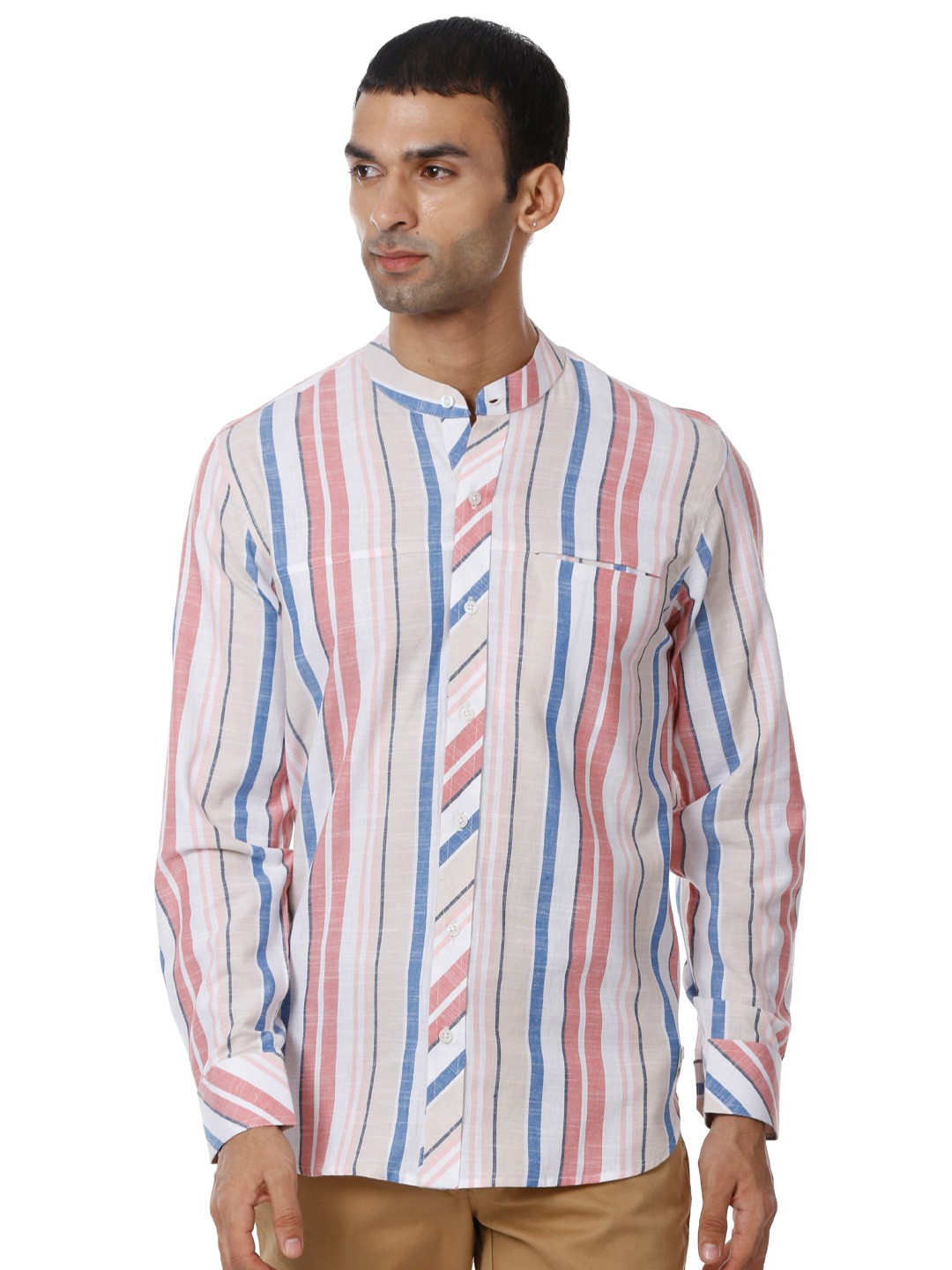 

SHIRT THEORY Men Multicoloured Comfort Striped Casual Shirt, Multi
