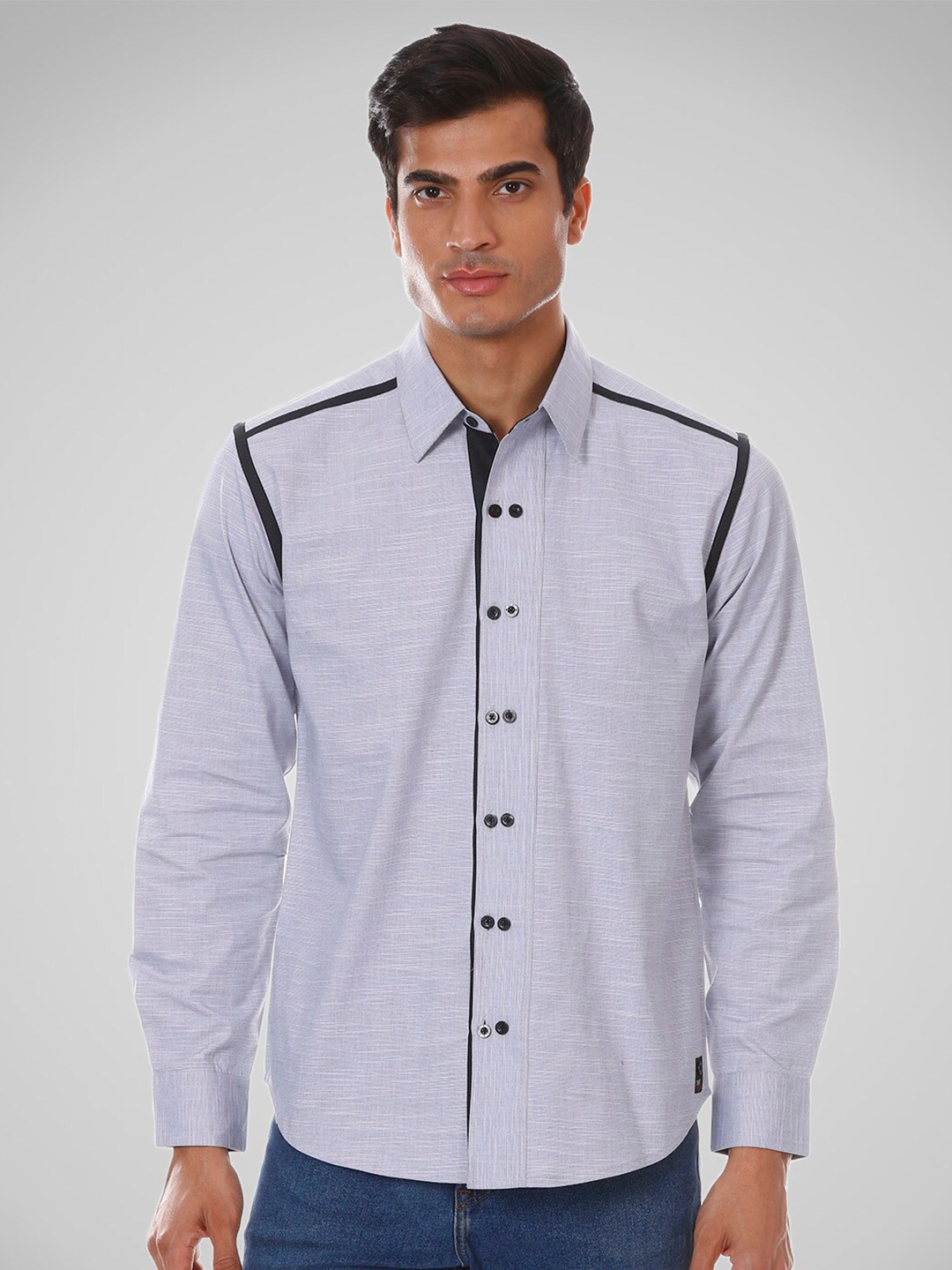 

SHIRT THEORY Men Grey Comfort Casual Shirt