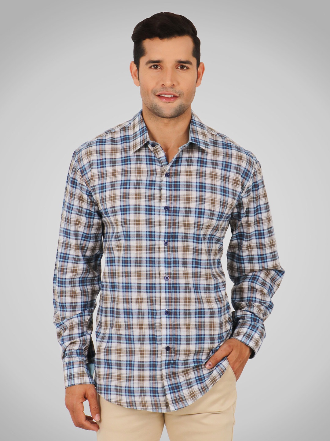 

SHIRT THEORY Men Multicoloured Comfort Tartan Checks Checked Casual Shirt, Multi
