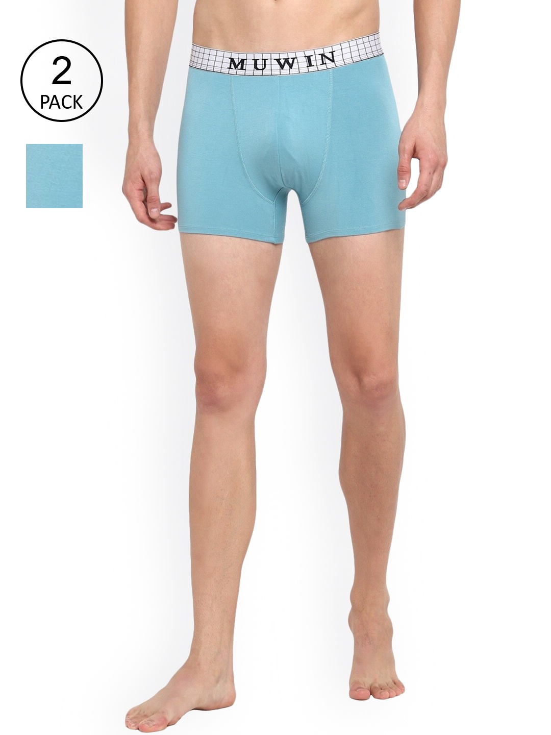 

MUWIN Men Pack Of 2 Solid Trunk, Turquoise blue