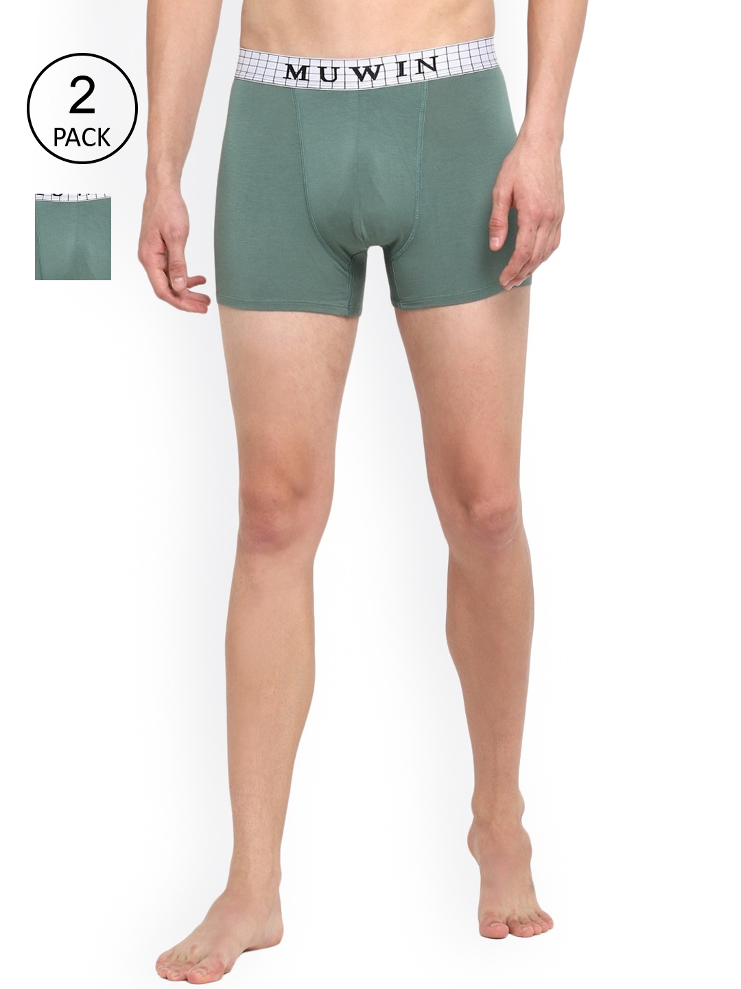 

MUWIN Men Pack Of 2 Solid Trunk, Green