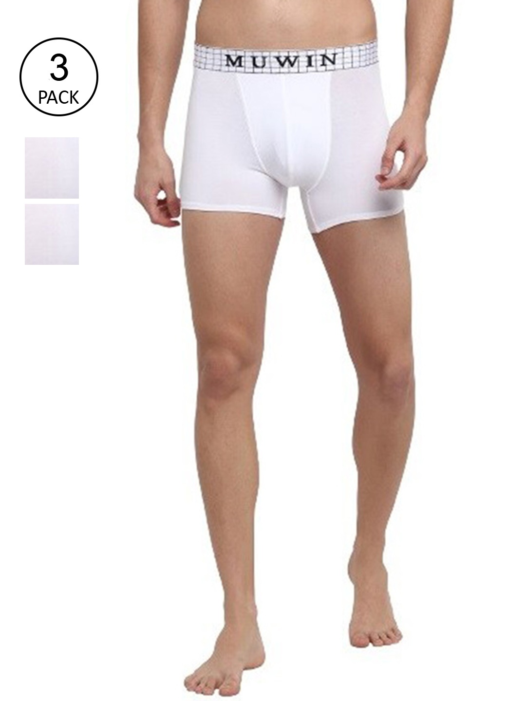 

MUWIN Pack Of 3 Men White Solid Trunk CHKTRUNKSNOW
