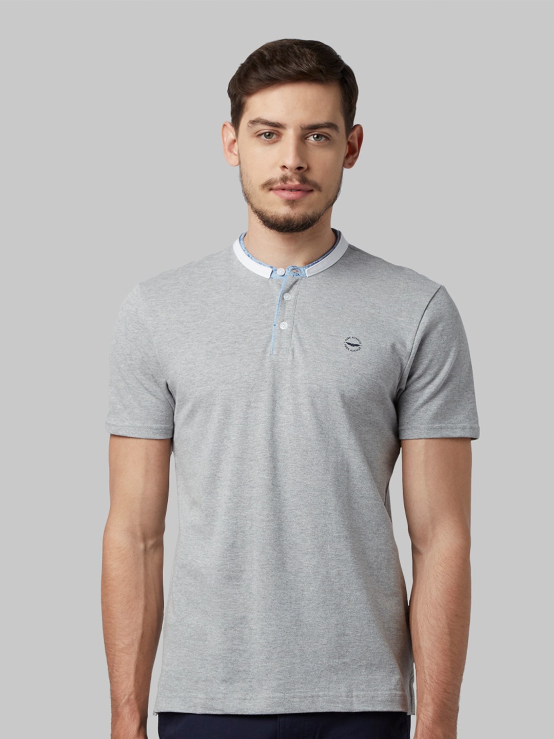 

Park Avenue Men Grey Mandarin Collar T-shirt