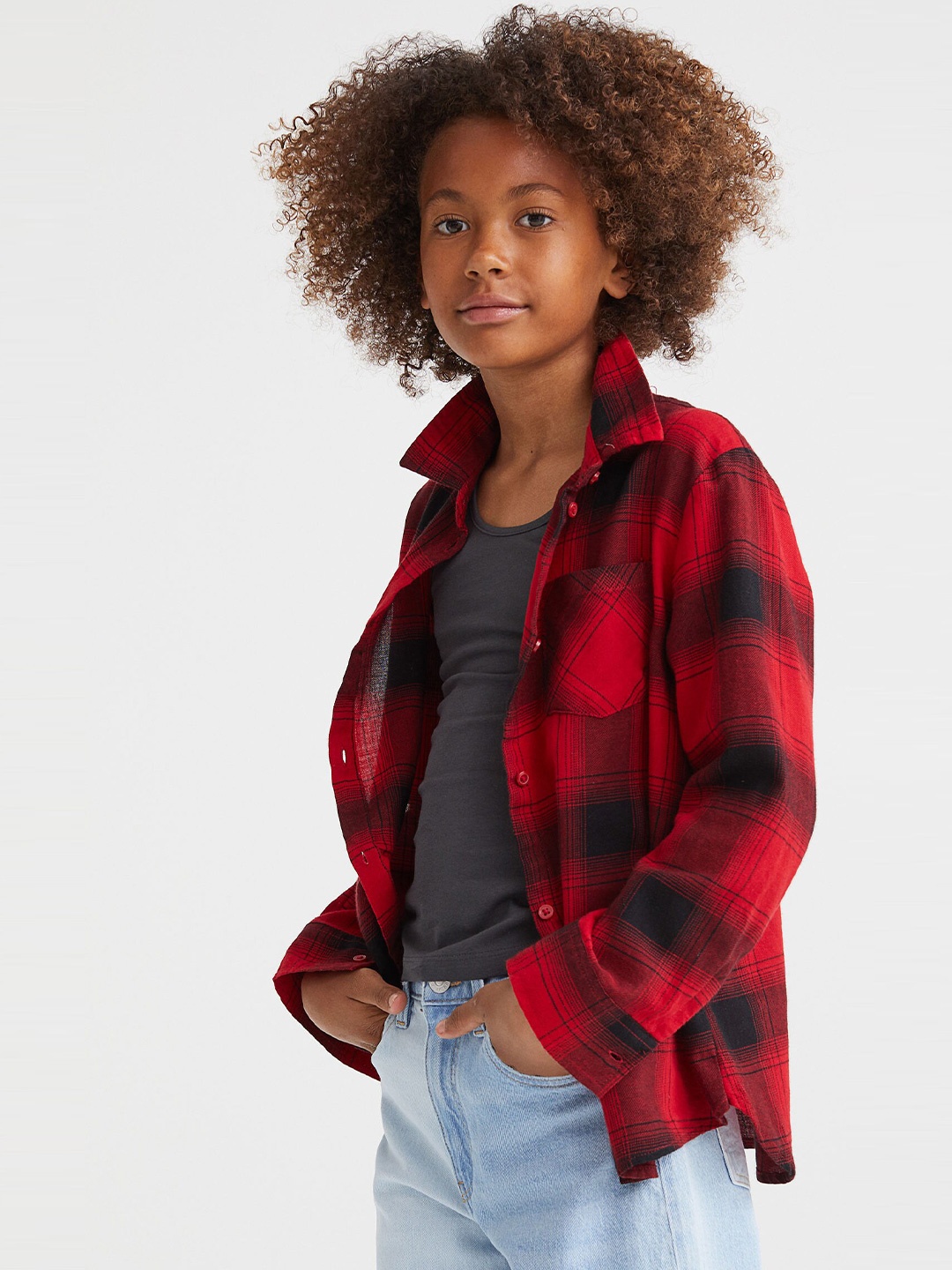 

H&M Girls Red & Black Checked Pure Cotton Shirt
