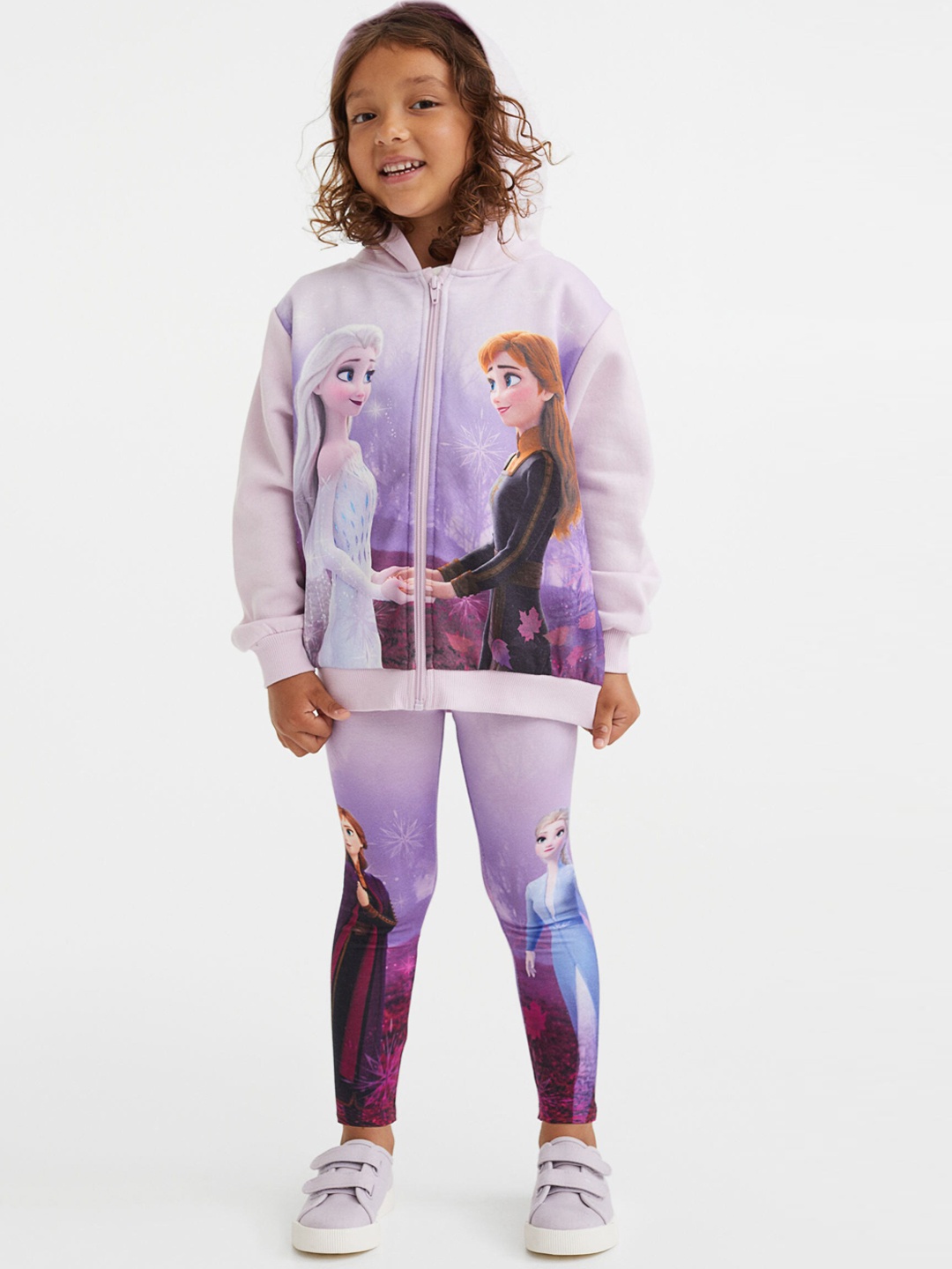 

H&M Girls Pink & Purple Printed Leggings