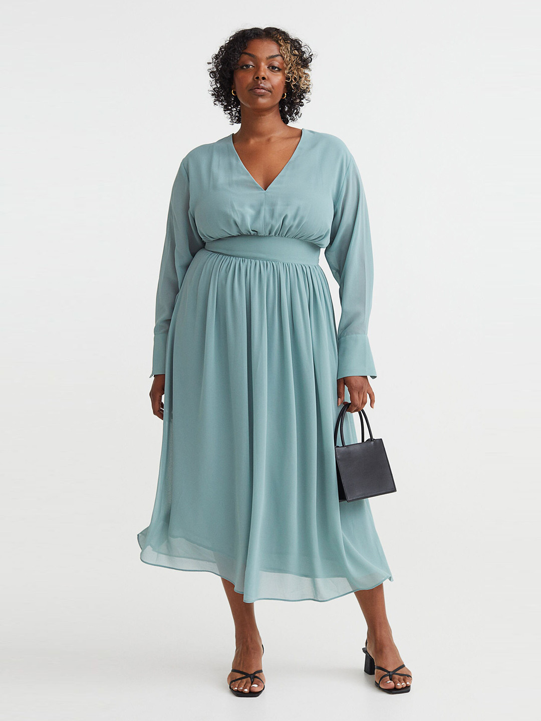 

H&M Women Turquoise Blue Chiffon Dress